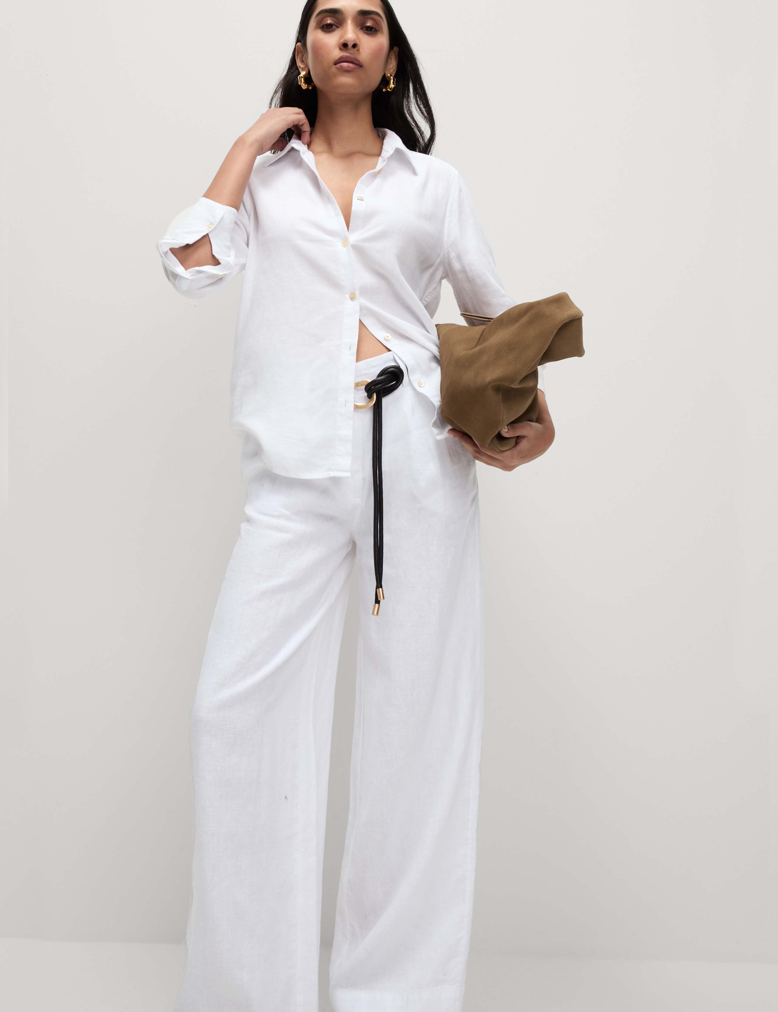 Pure Linen Wide Leg Trousers