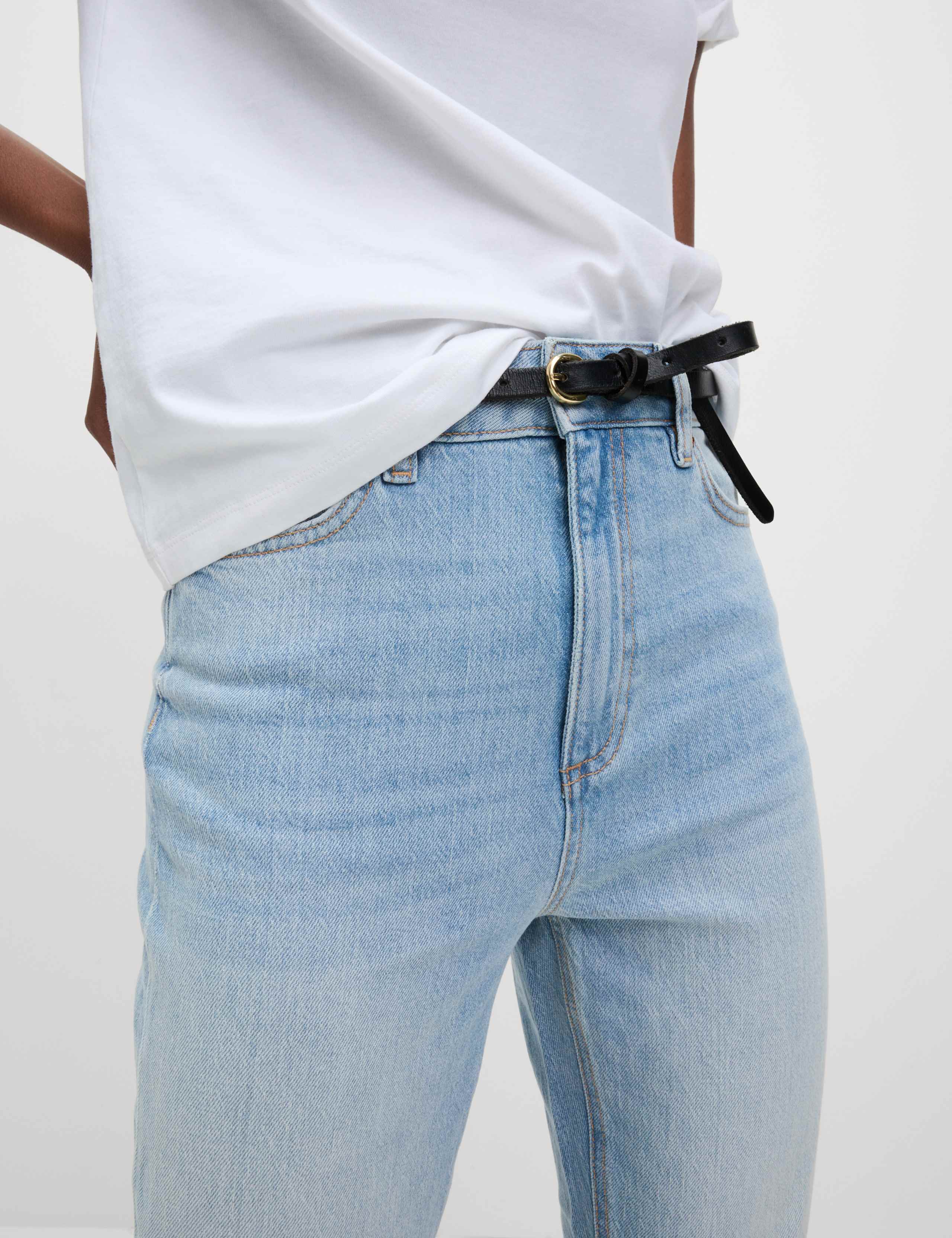 High Waisted Cropped Slim Fit Jeans