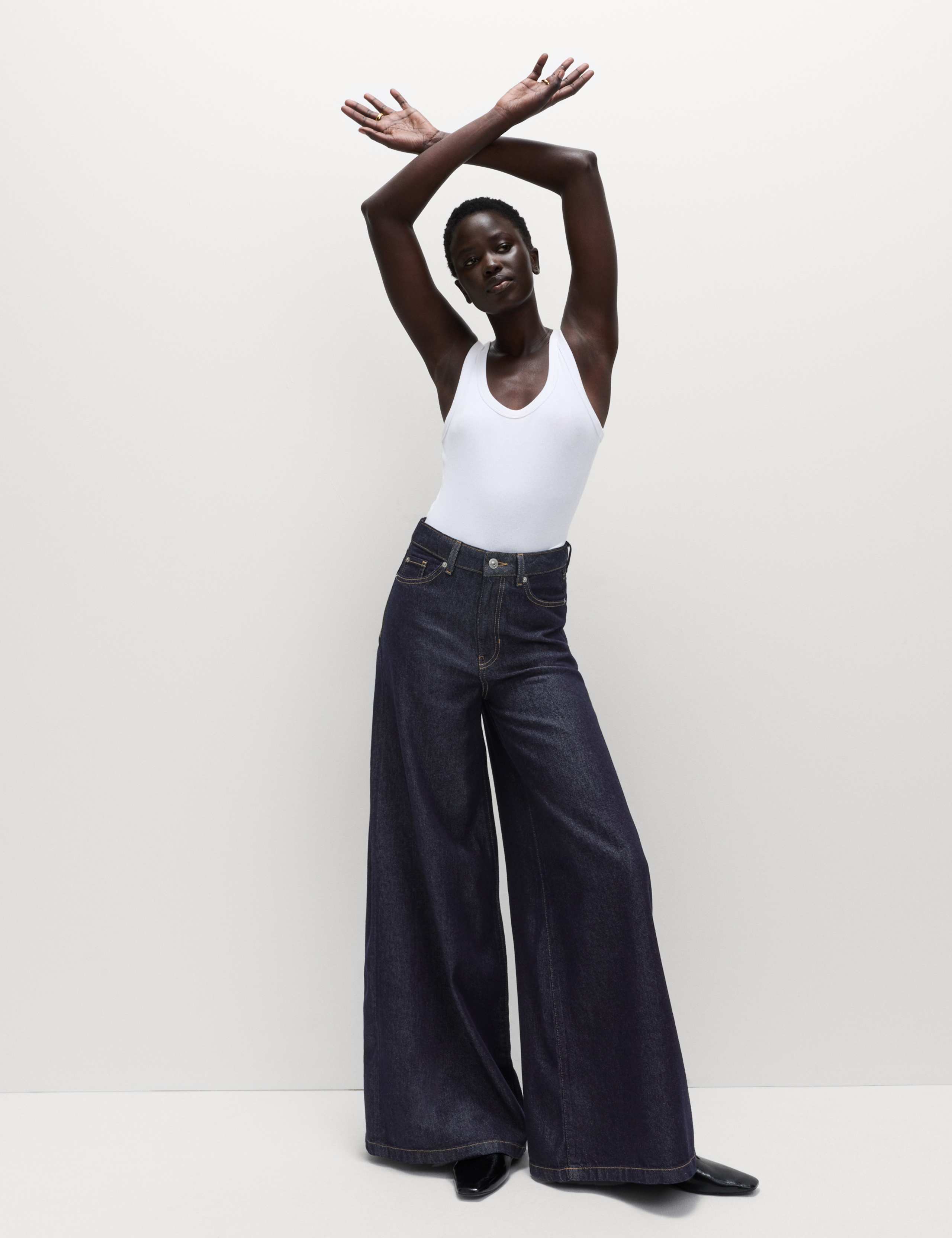 Lyocell™ Blend Wide Palazzo Leg Jeans