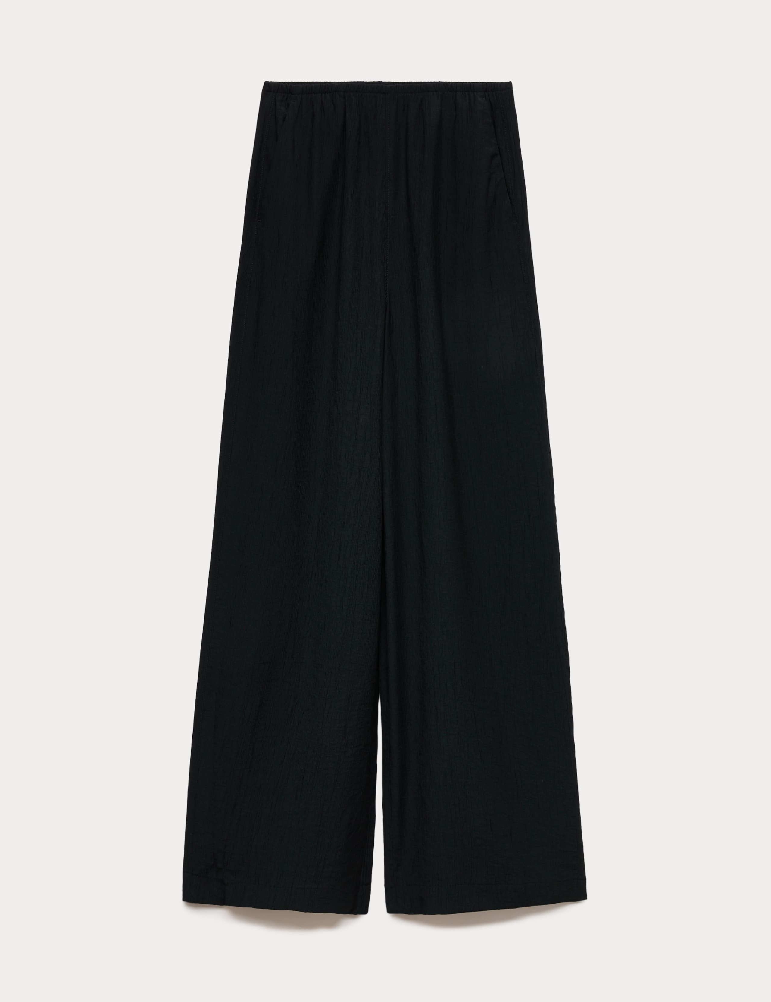 Crinkle Elasticated Waist Wide Leg Trousers