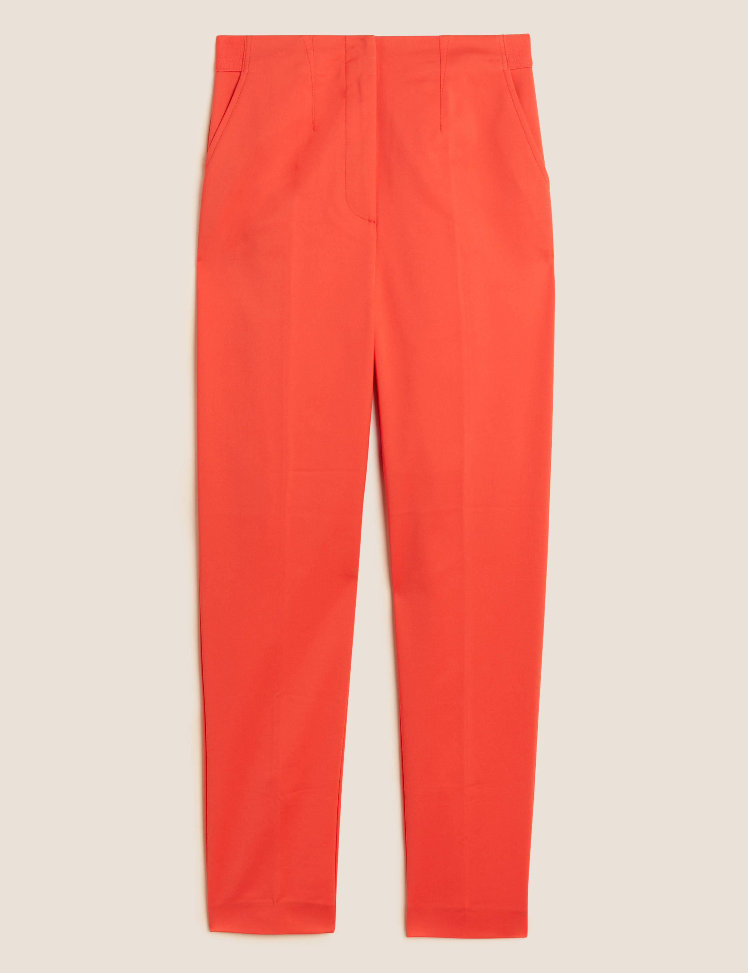 Cotton Blend Slim Fit Ankle Grazer Trousers