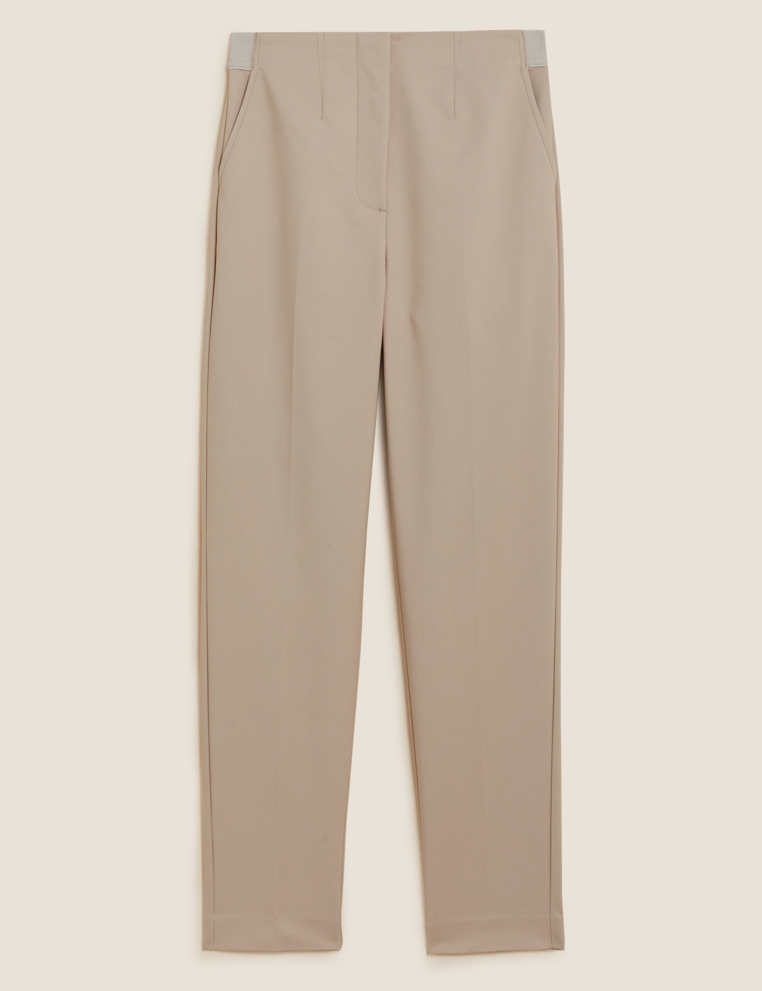 Cotton Blend Slim Fit Ankle Grazer Trousers