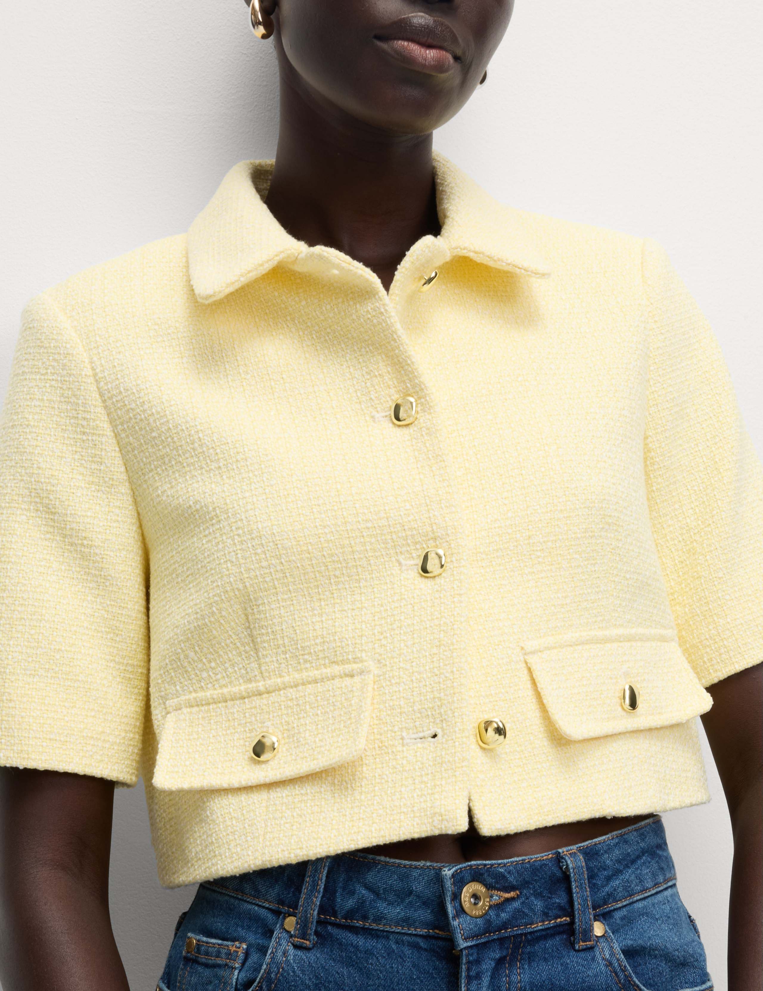 Cotton Rich Striped Short Jacket