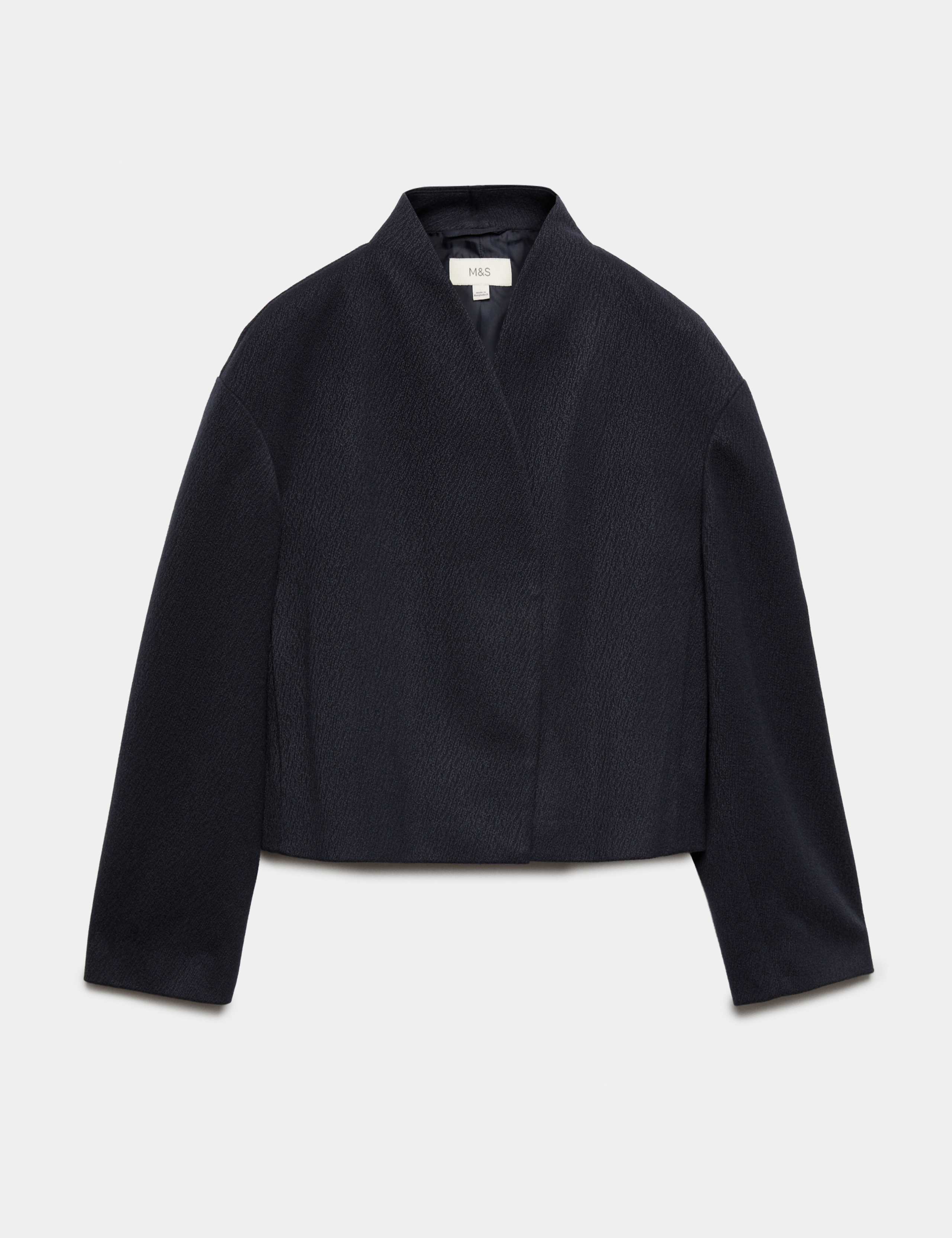 Textured Wrap Collar Short Jacket
