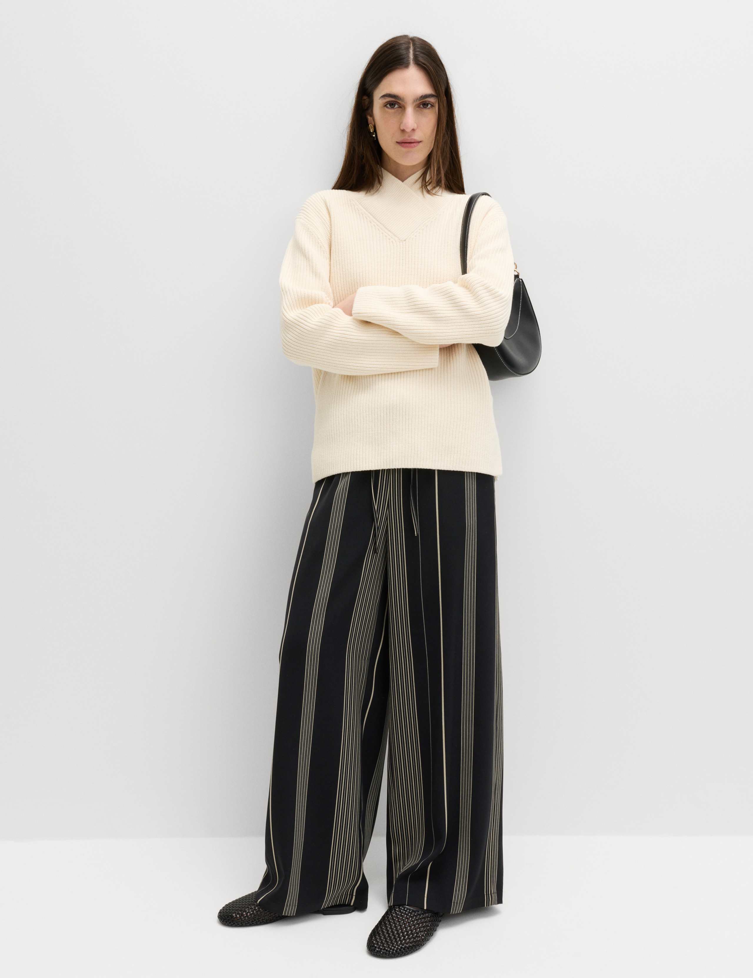 Satin Twill Striped Trousers