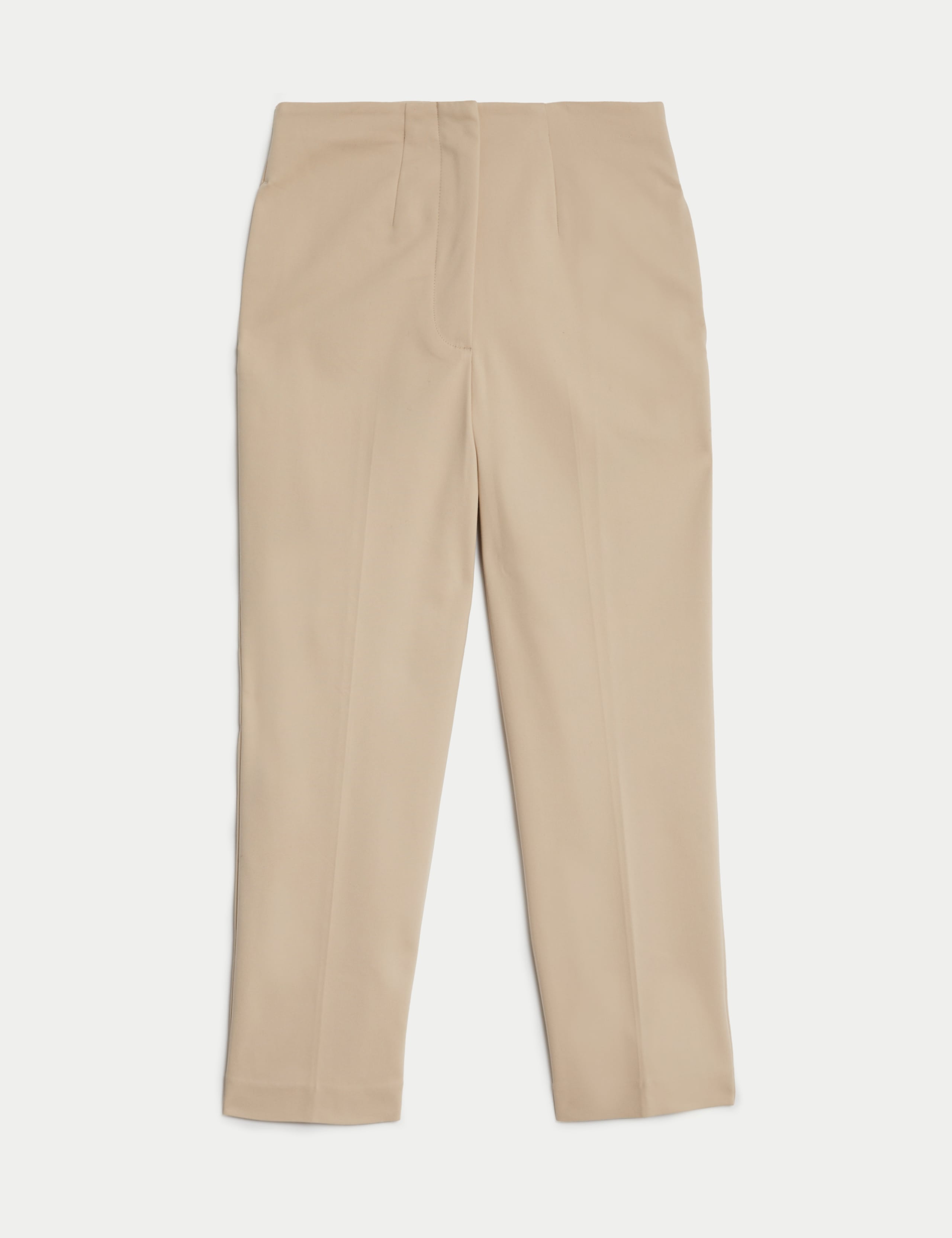 Cotton Blend Slim Fit Cropped Trousers