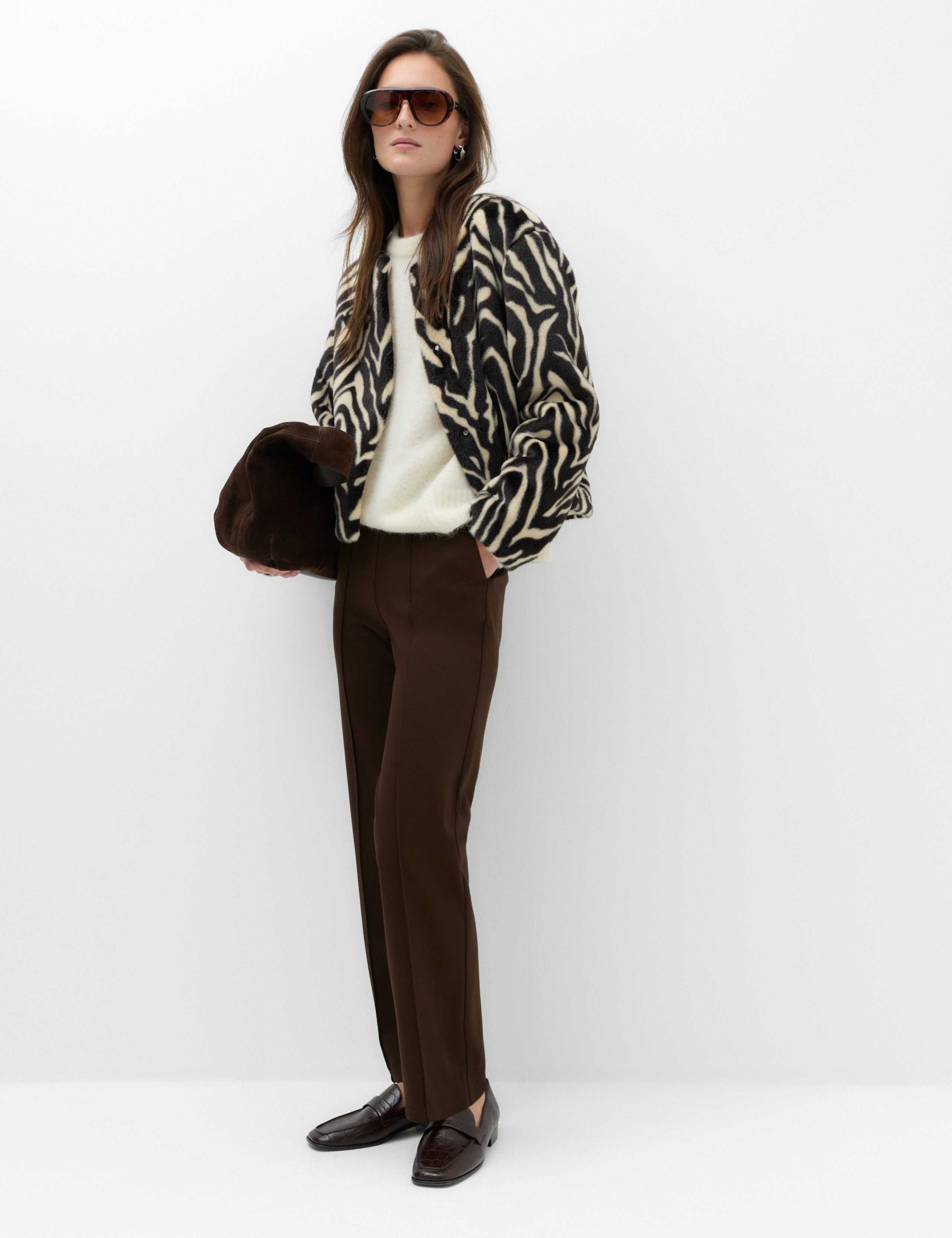 Jersey Twill Straight Leg Ankle Grazer Trousers