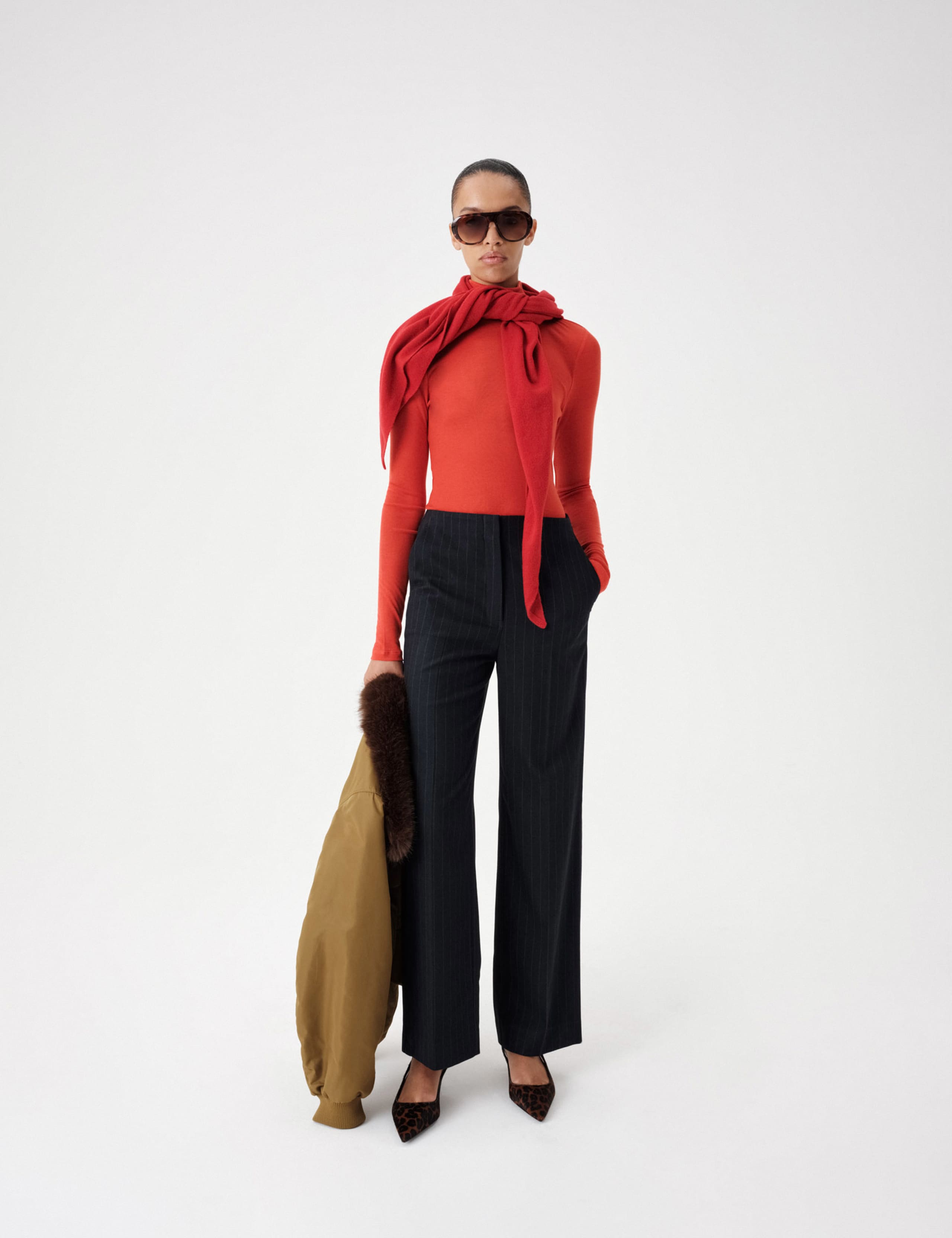 Pinstripe Straight Leg Smart Trousers