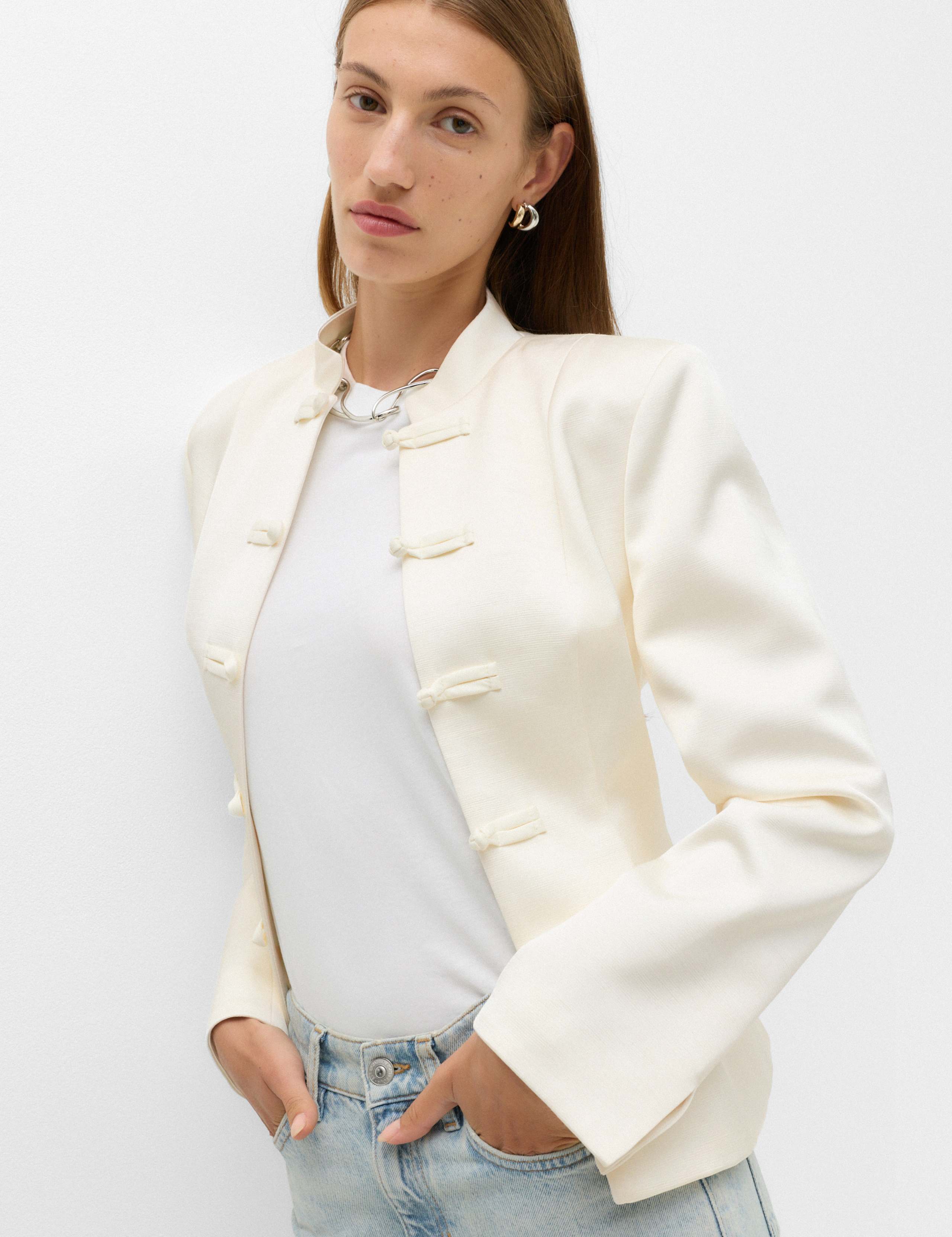 Satin Look Textured Blazer