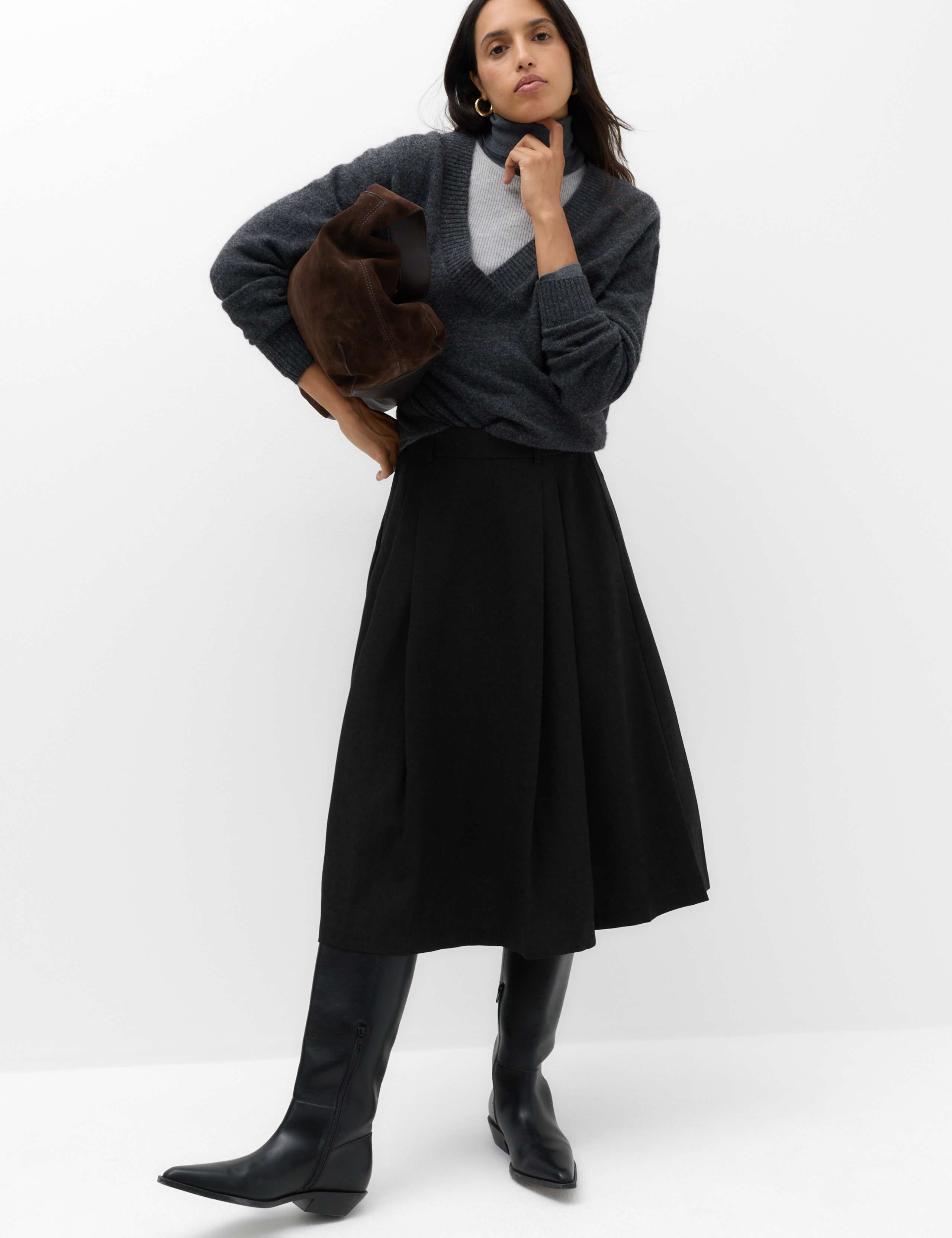 Pleated Midi Circle Skirt