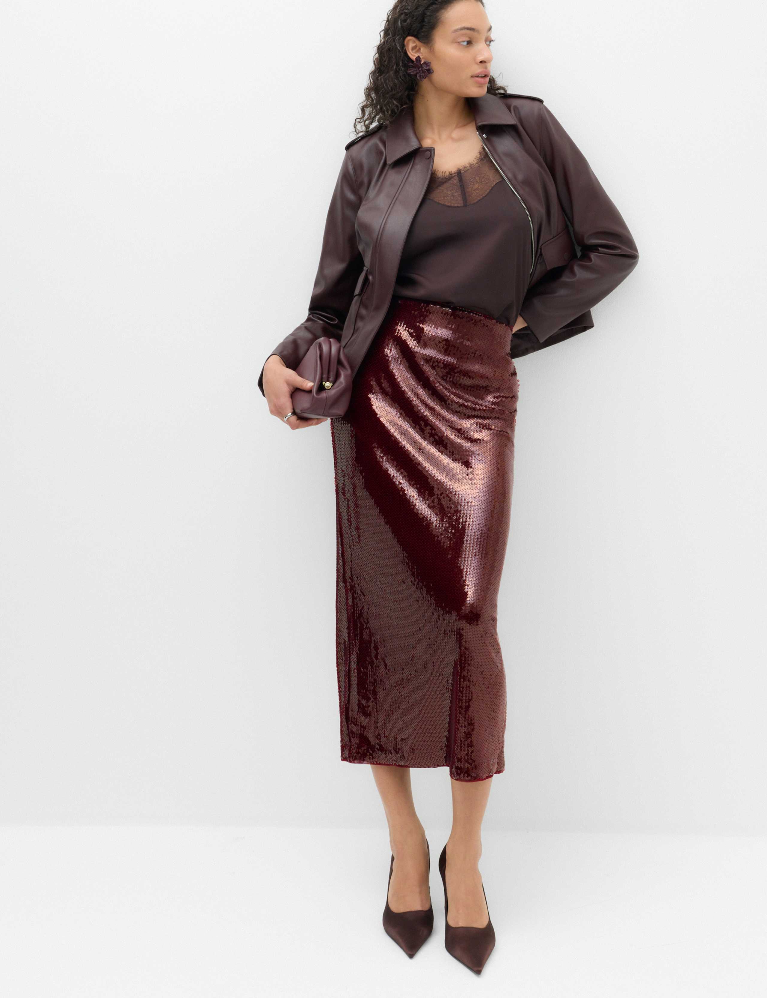 Sequin Midaxi Column Skirt
