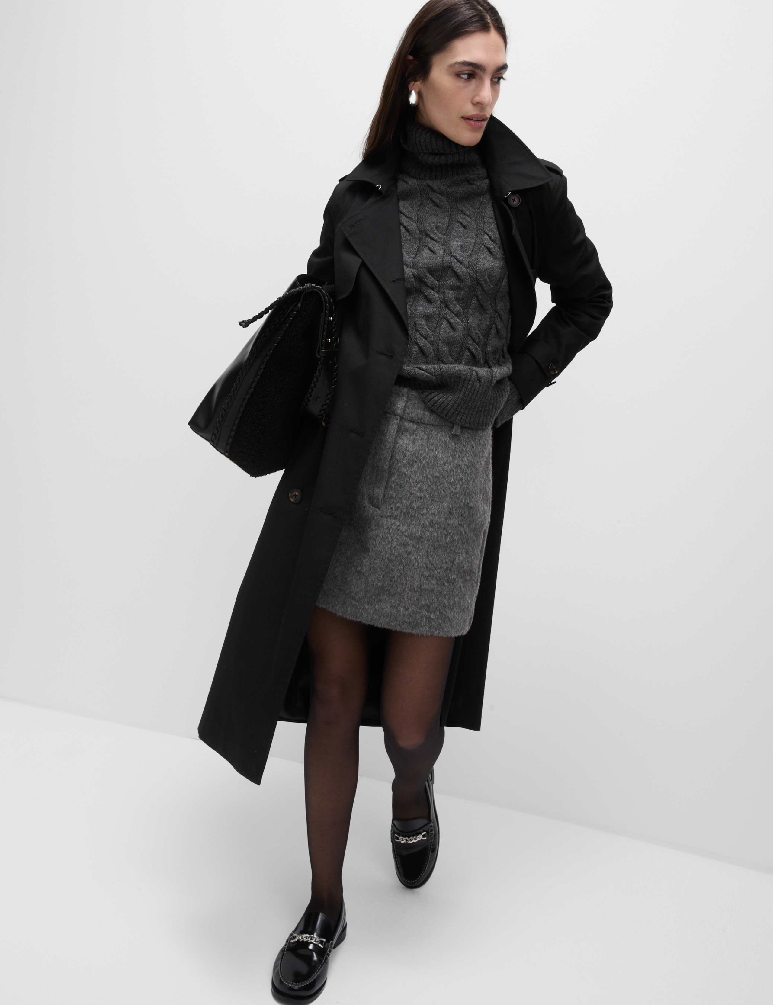 Petite Cotton Rich Double Breasted Trench Coat