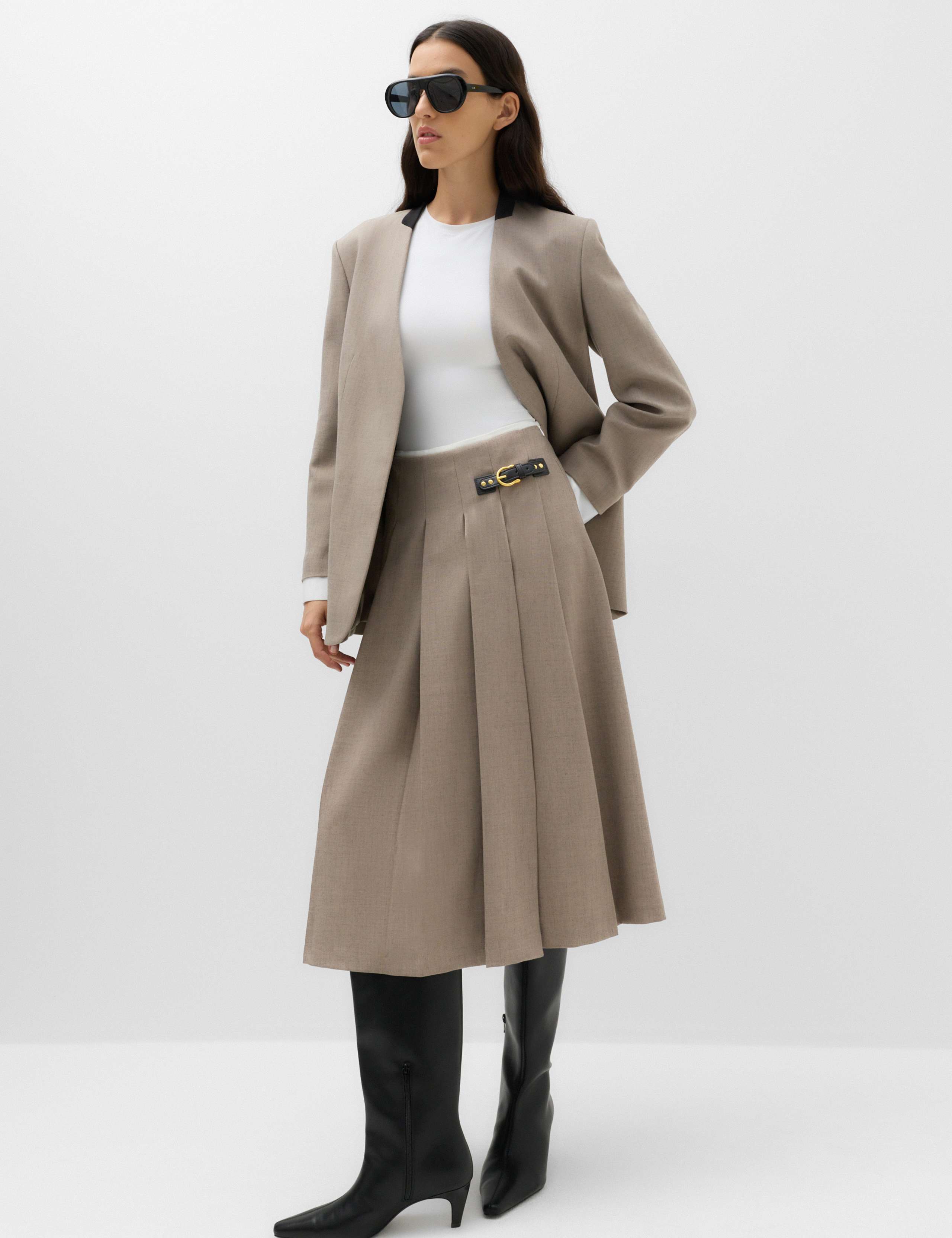 Pleated Midi Wrap Kilt