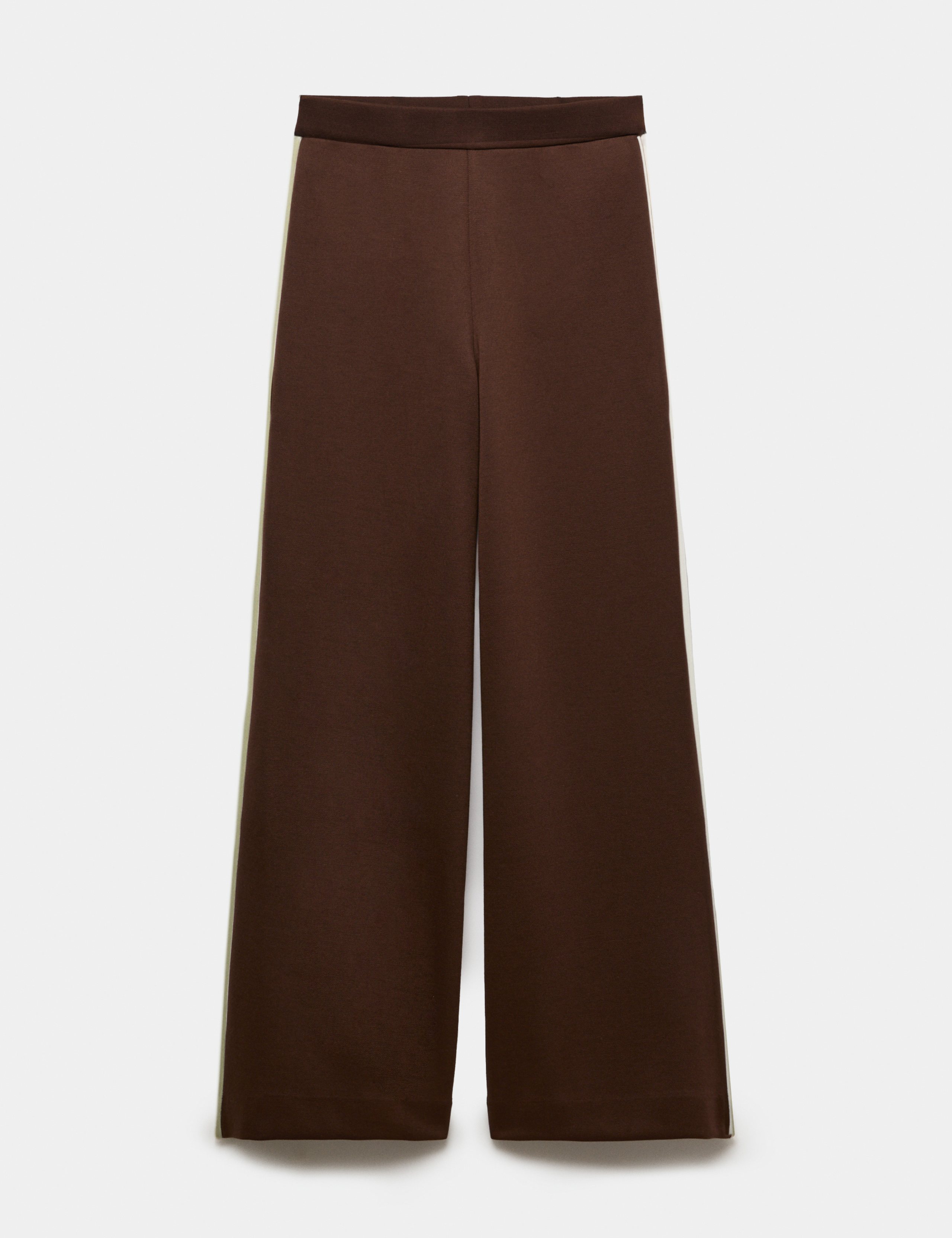 Pique Side Stripe Wide Leg Trousers
