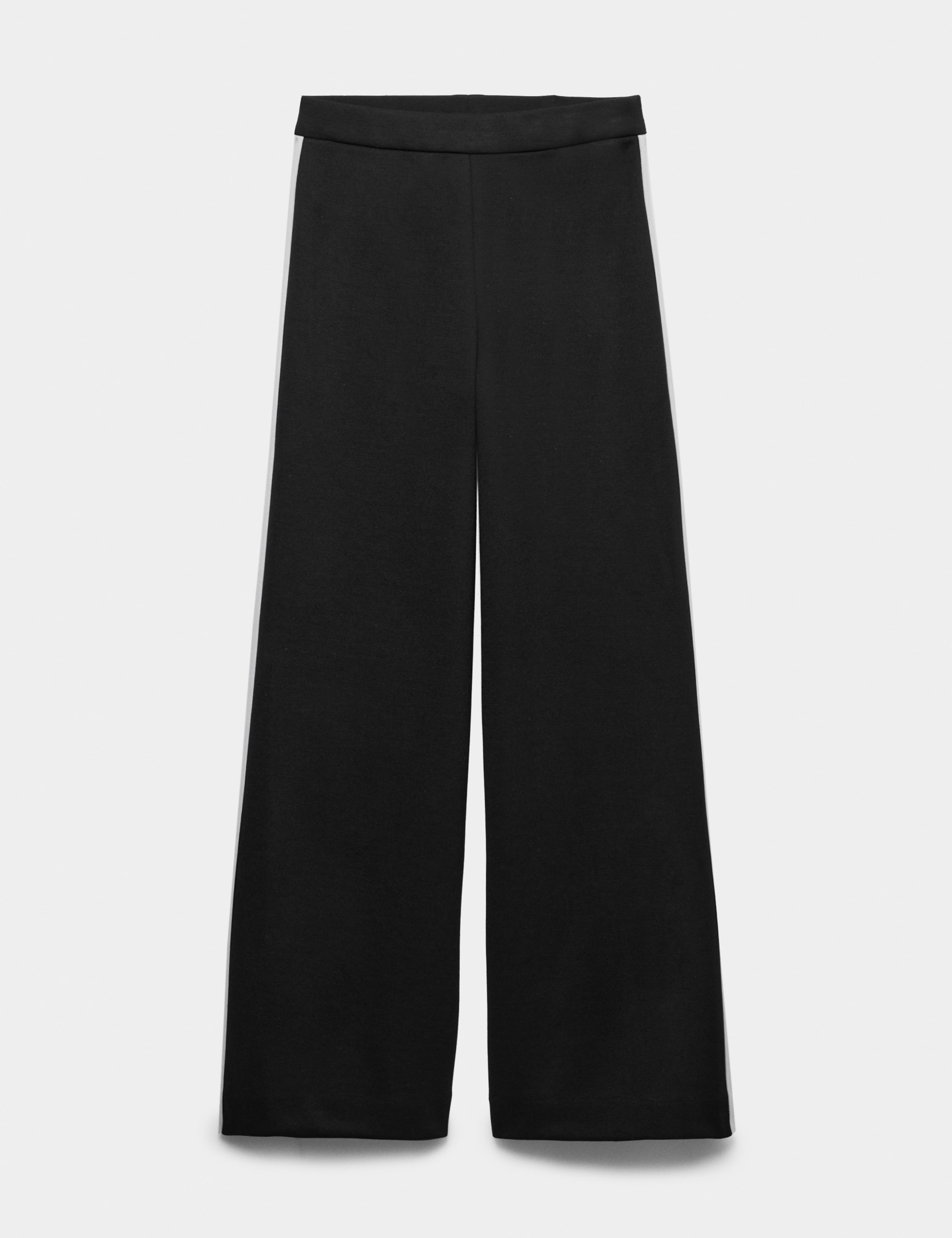 Pique Side Stripe Wide Leg Trousers