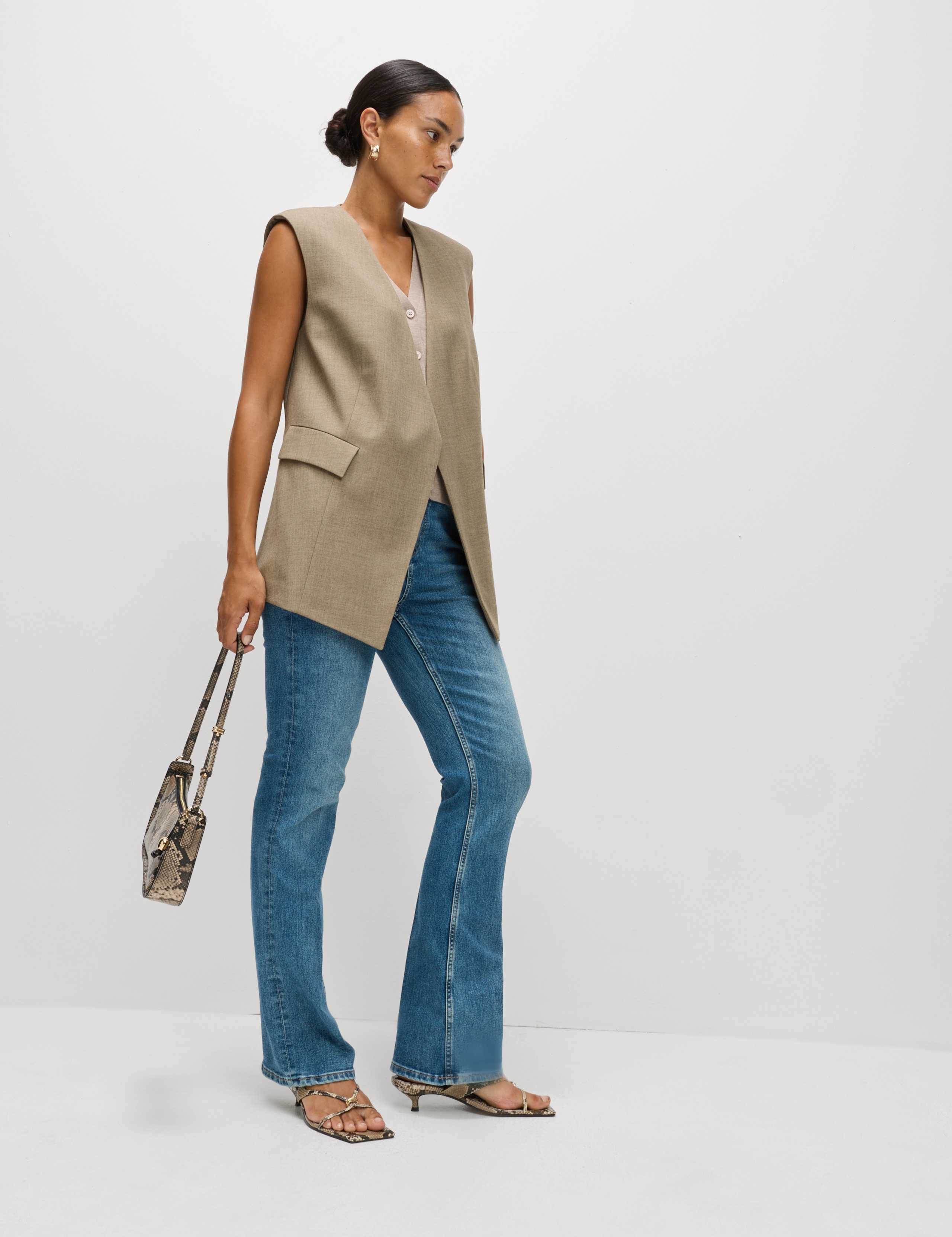 V-Neck Button Through Longline Waistcoat