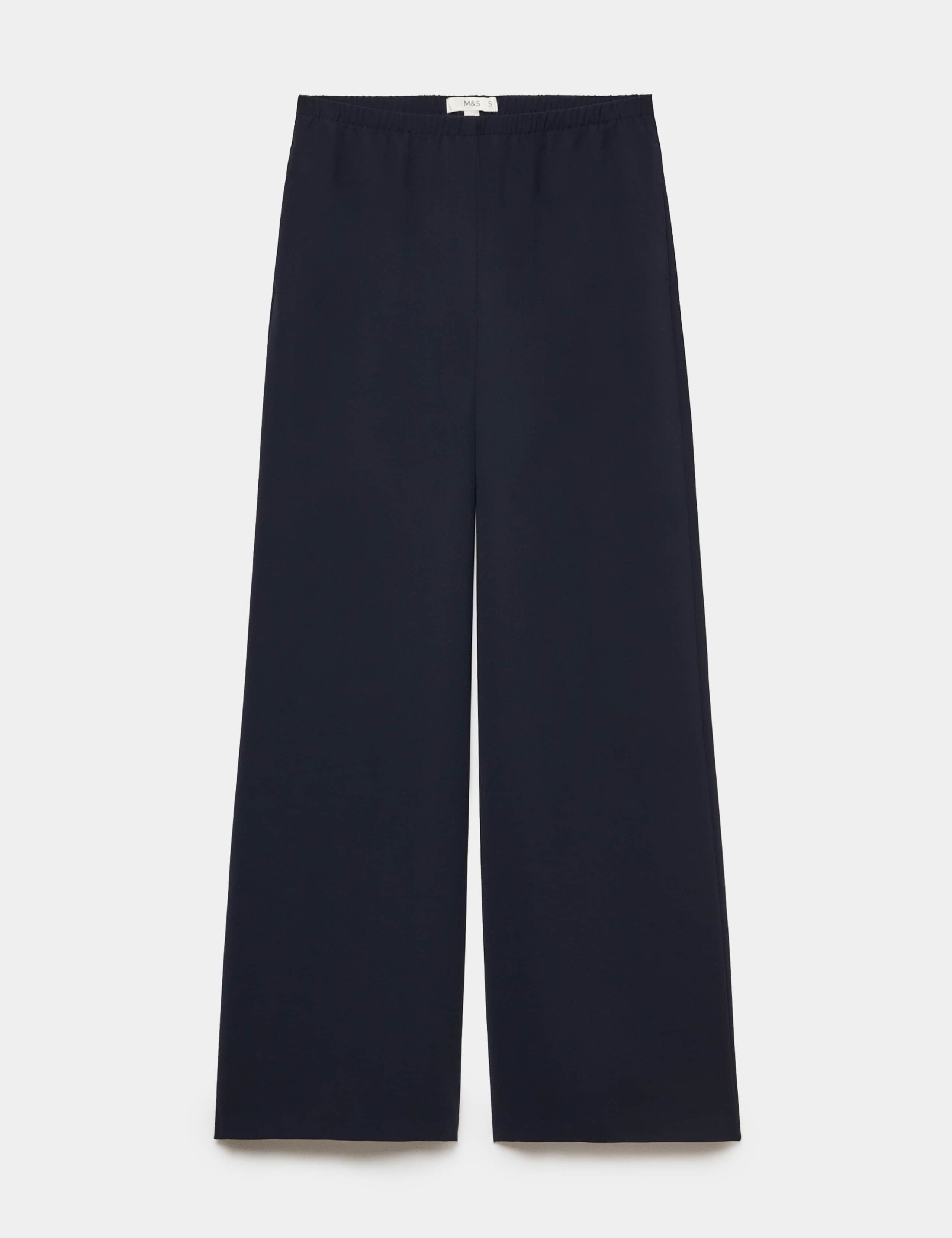 Crepe Elasticated Waist Wide Leg Trousers