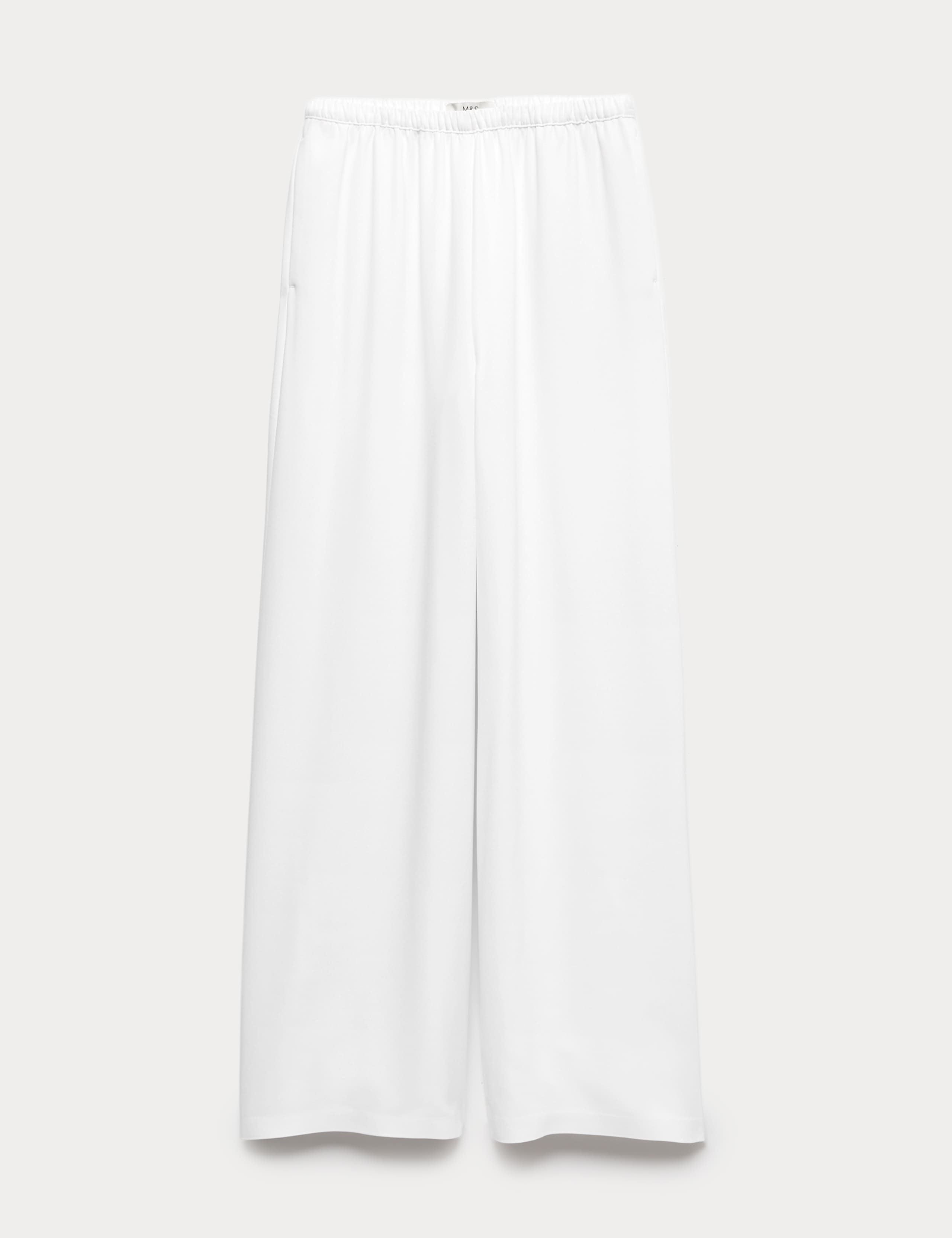 Crepe Elasticated Waist Wide Leg Trousers