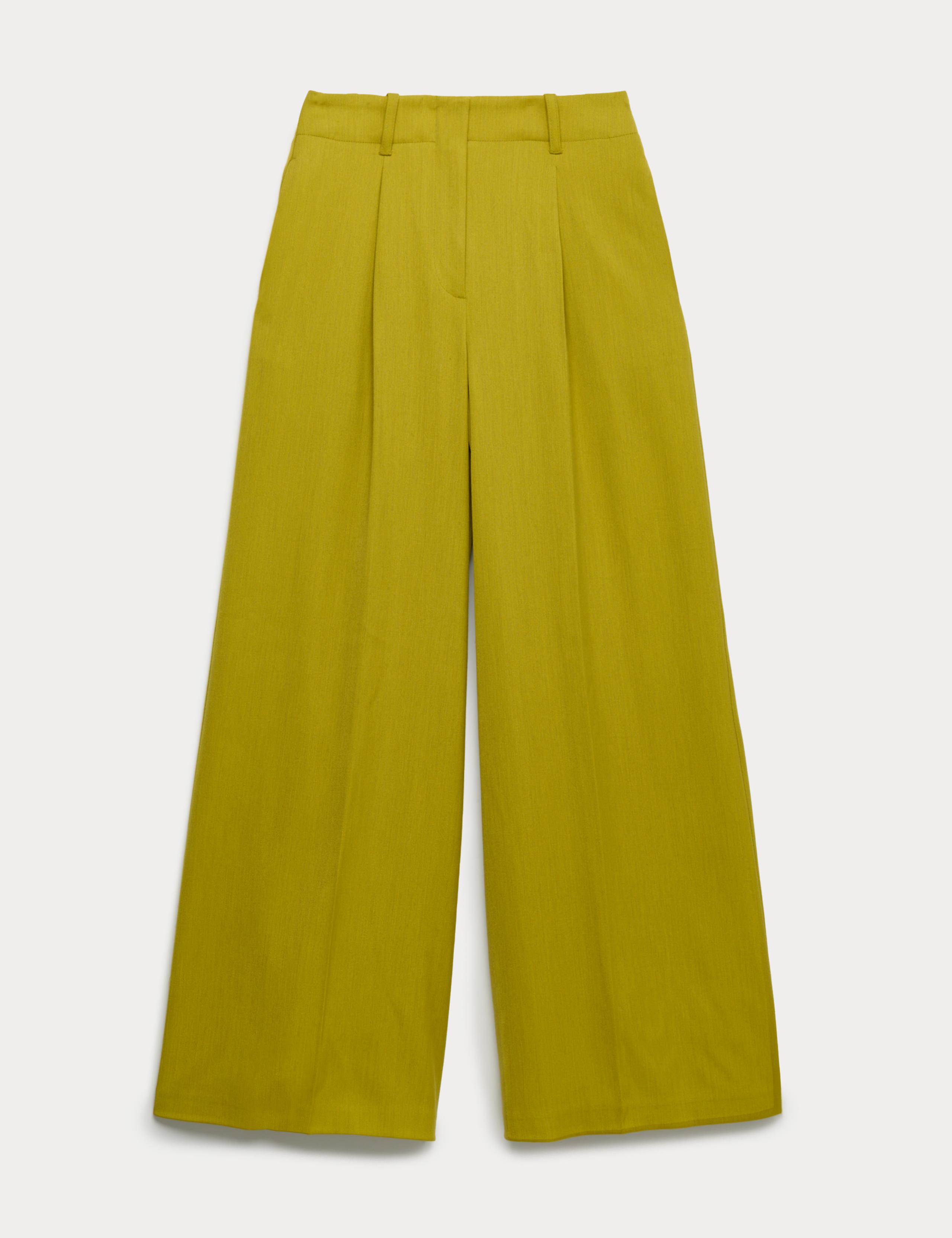 Pleat Front Wide Leg Trousers