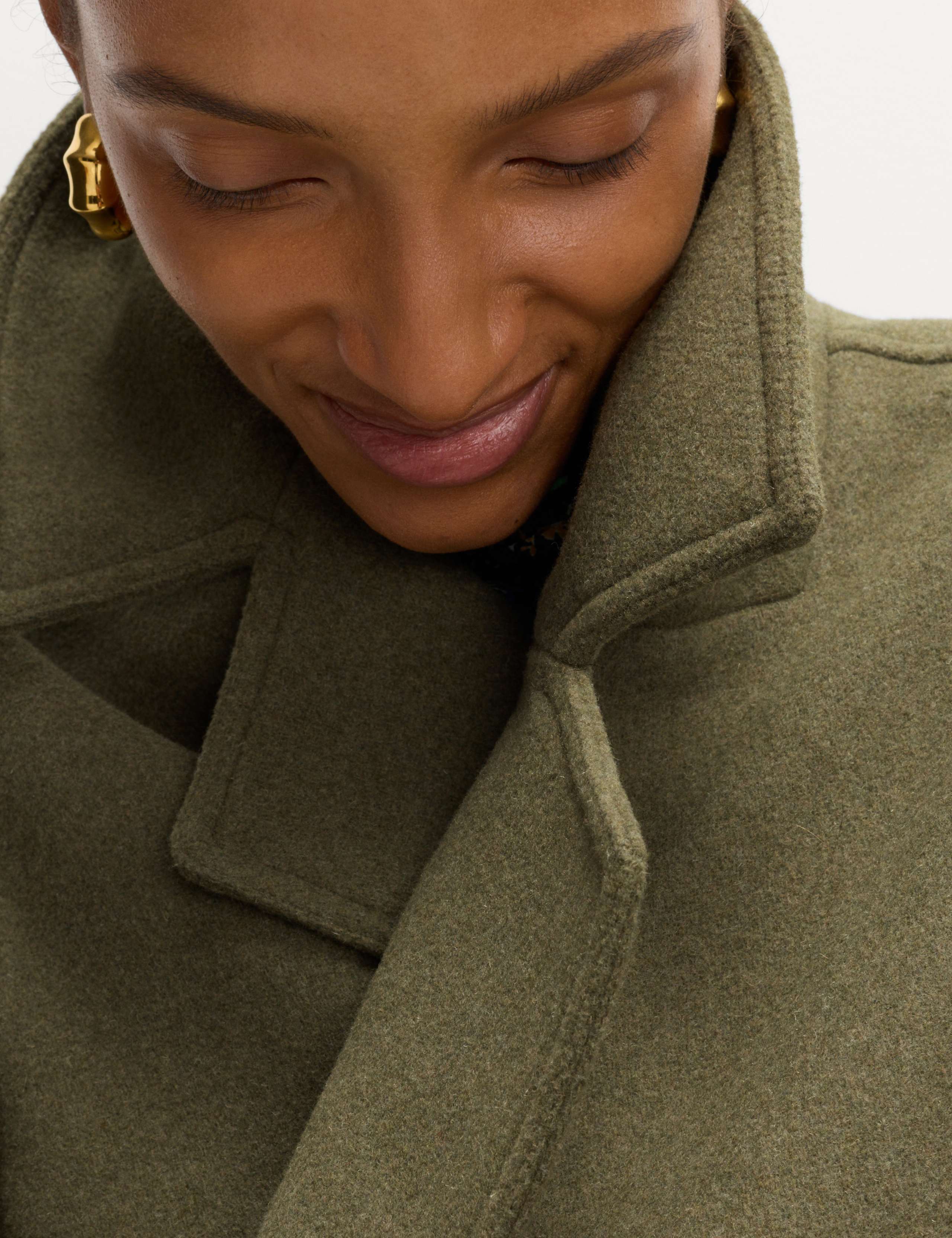Wool Blend Double Breasted Coat