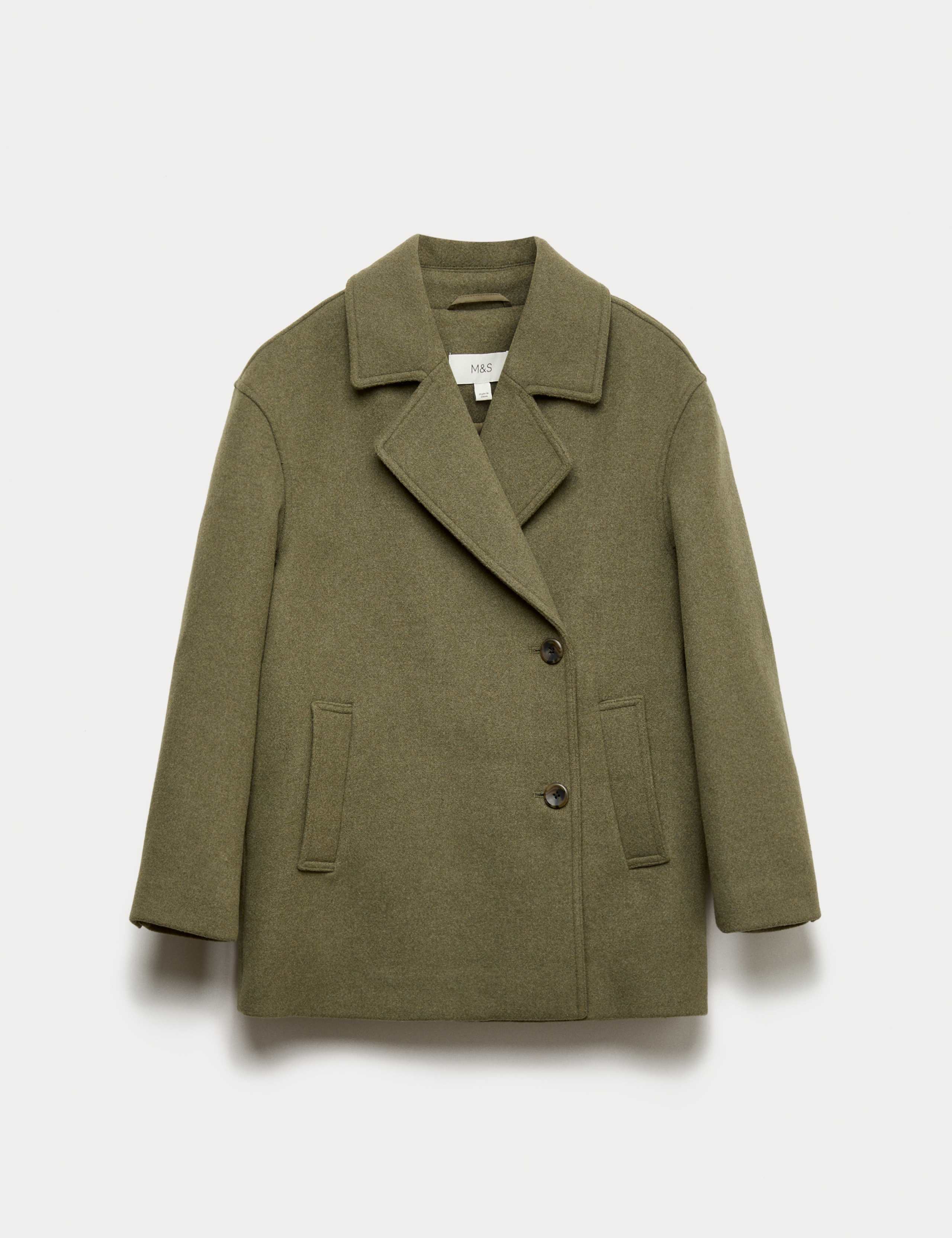 Wool Blend Double Breasted Coat