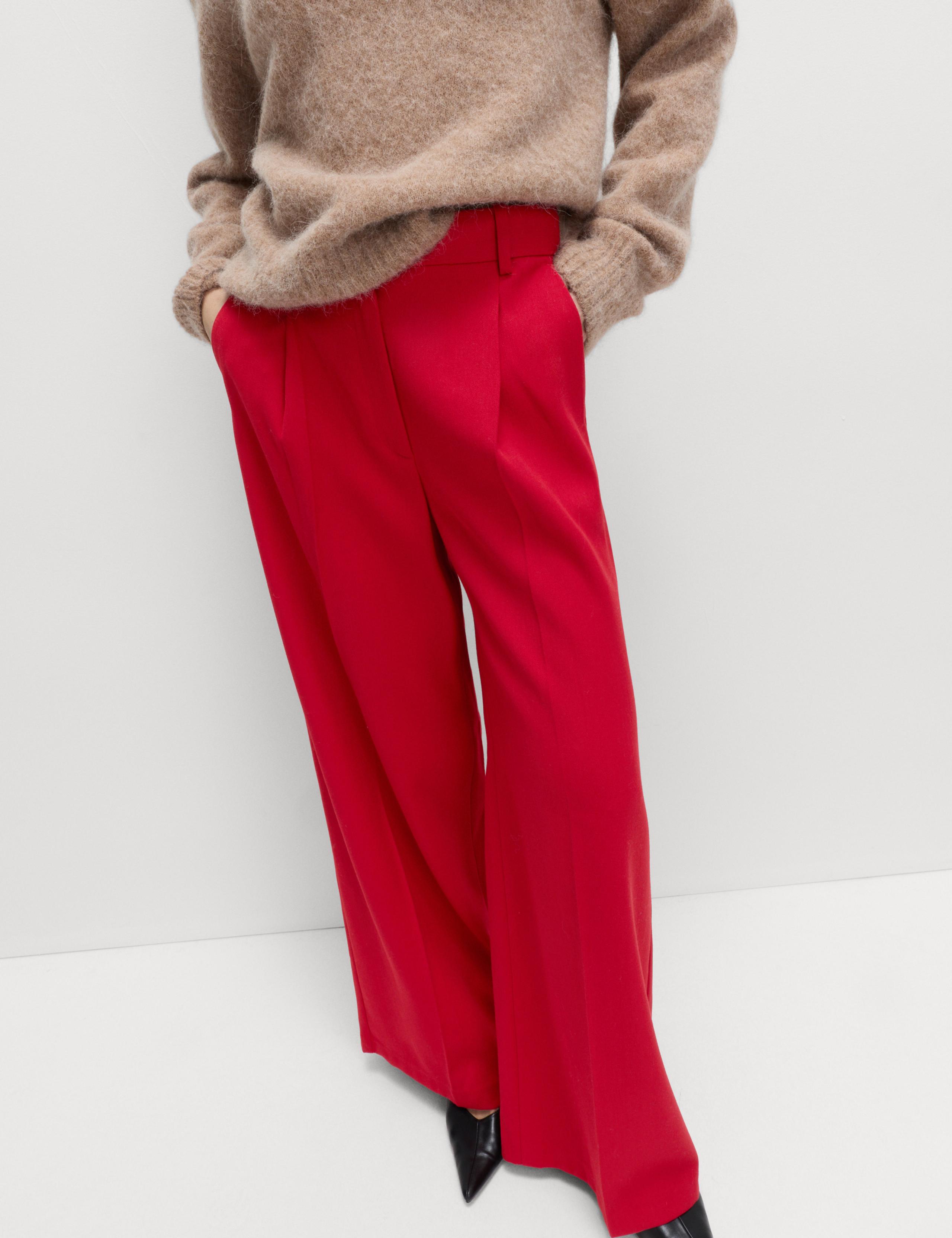 Pleat Front Straight Leg Trousers