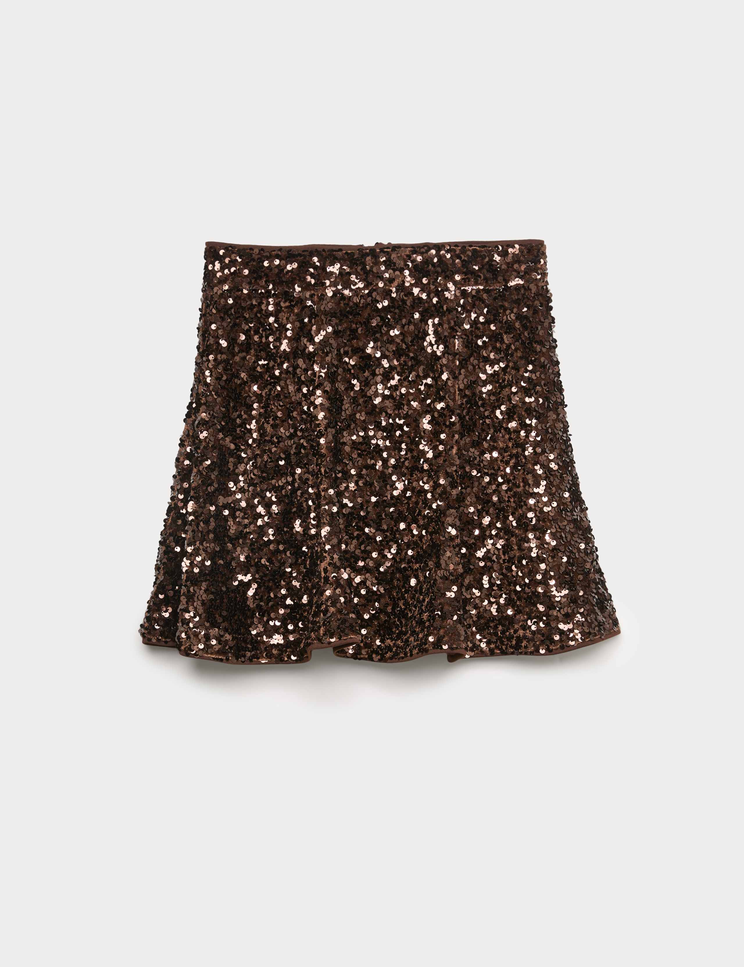 Velvet Sequin Mini Skater Skirt