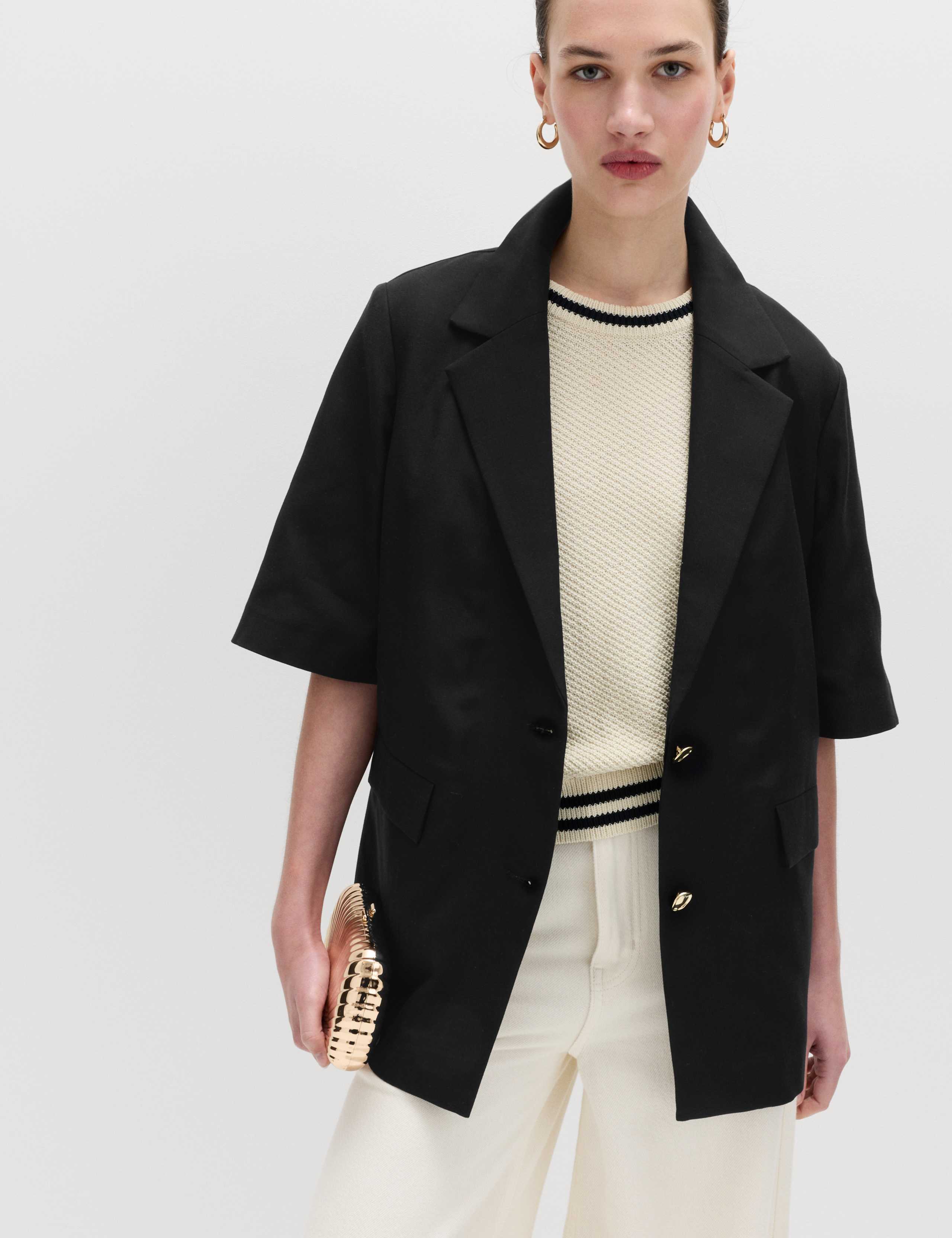 Lyocell Rich Short Sleeve Jacket with Linen