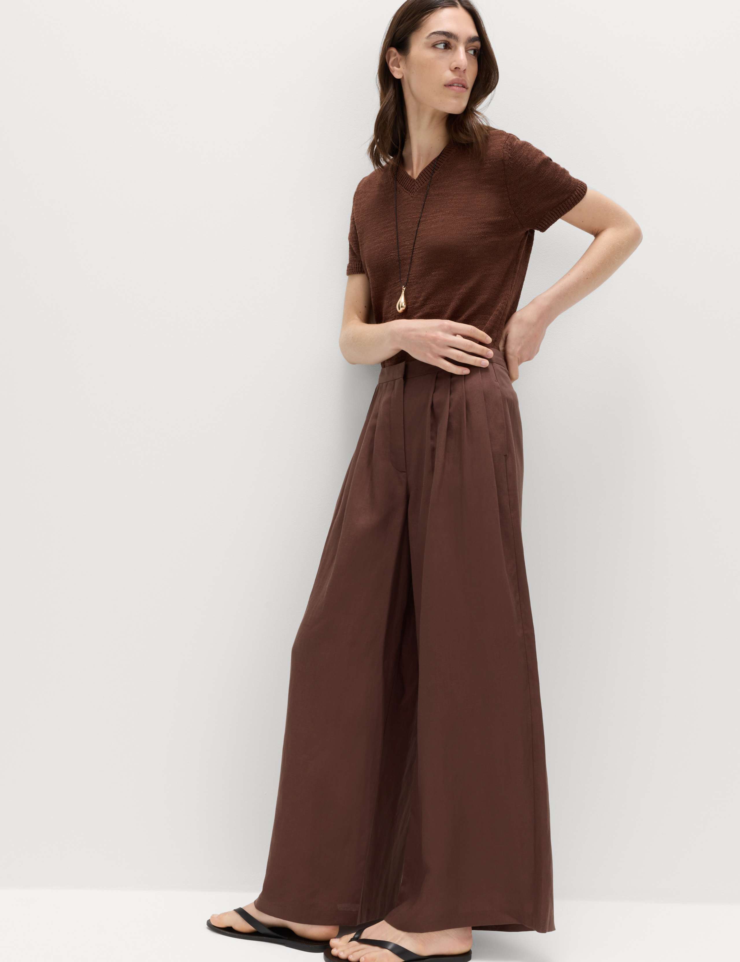 Utility Linen Blazer & palazzo Tro Set 4 of 6