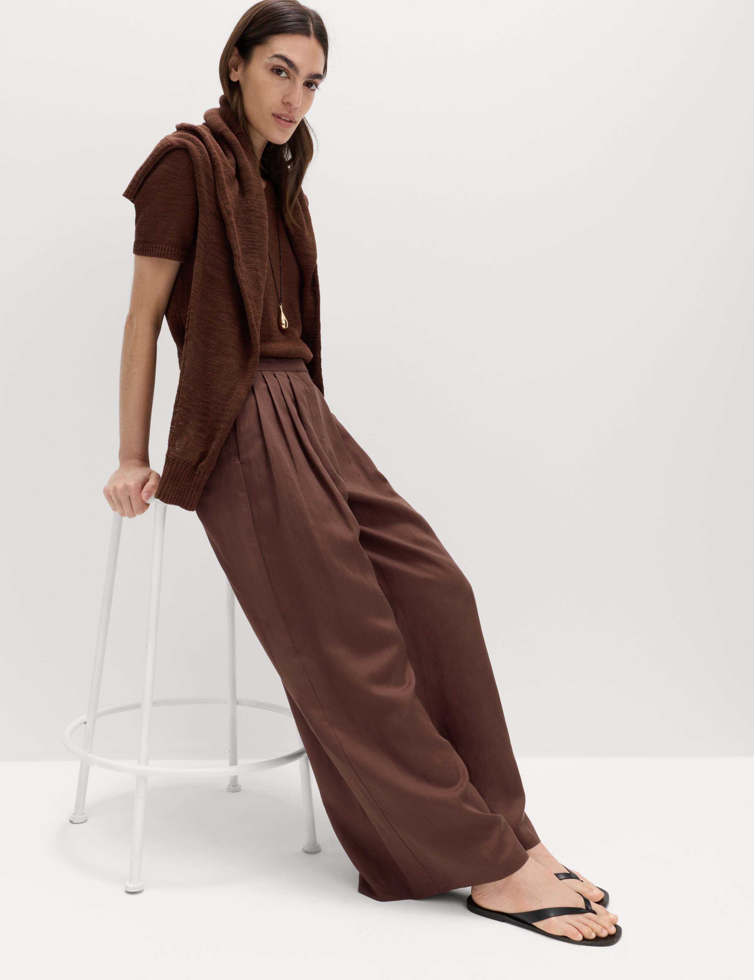 Utility Linen Blazer & palazzo Tro Set 6 of 6