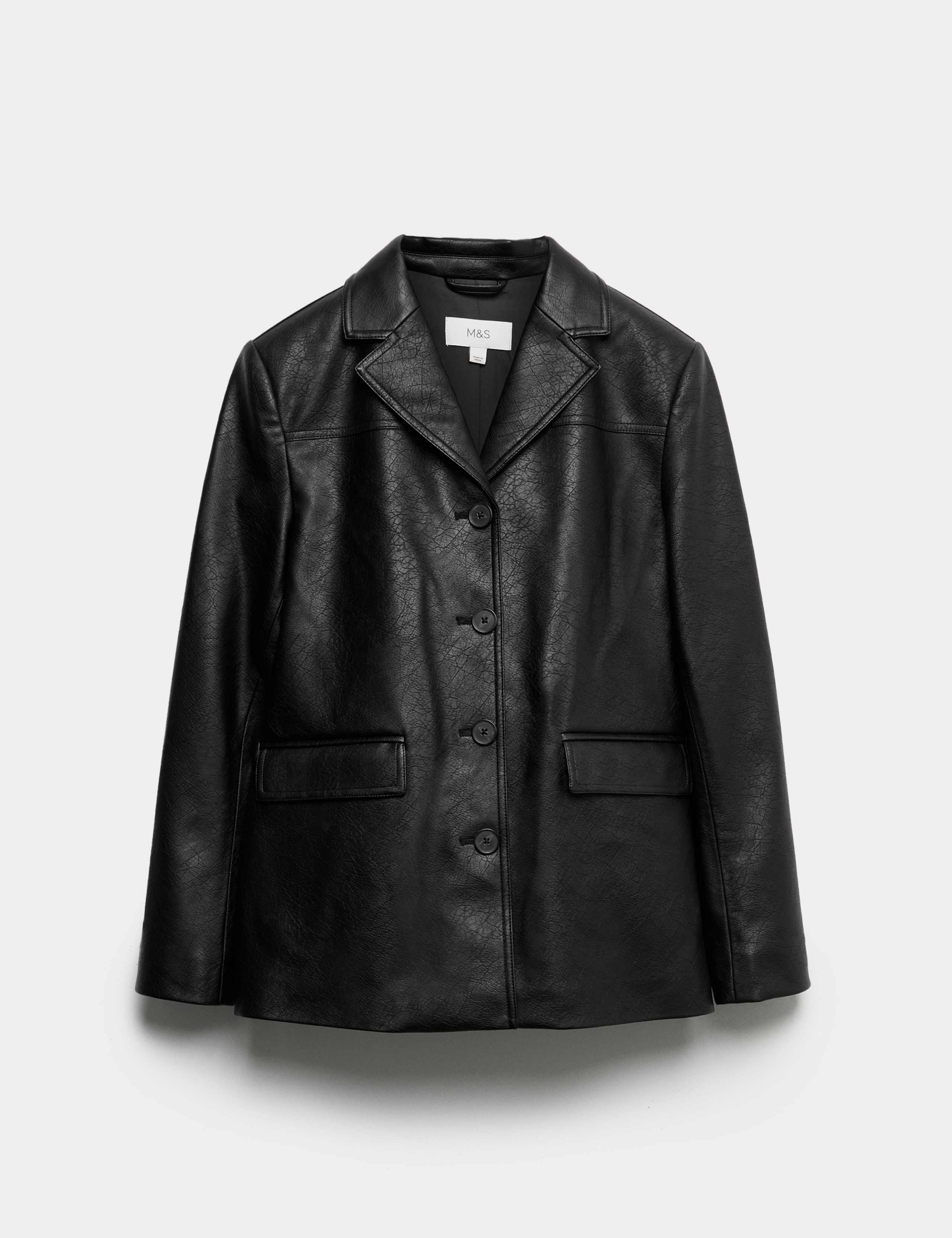 Cracked Pu Sb Blazer Coat