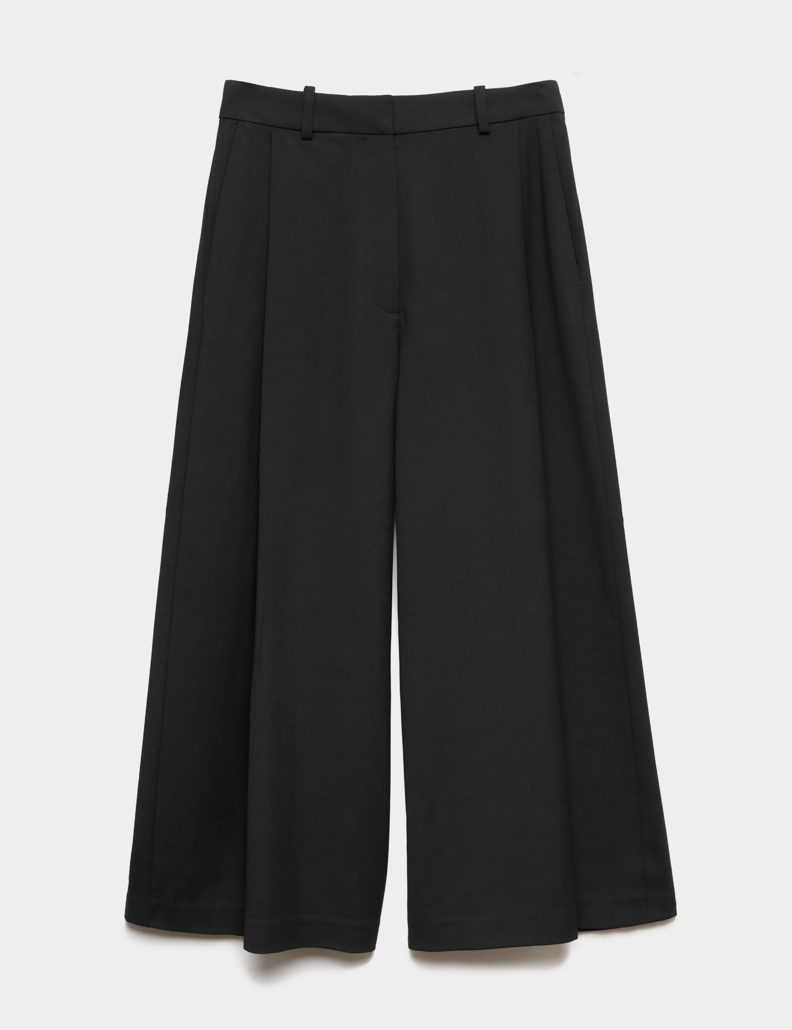 Woven Pleated Wide Leg Culottes