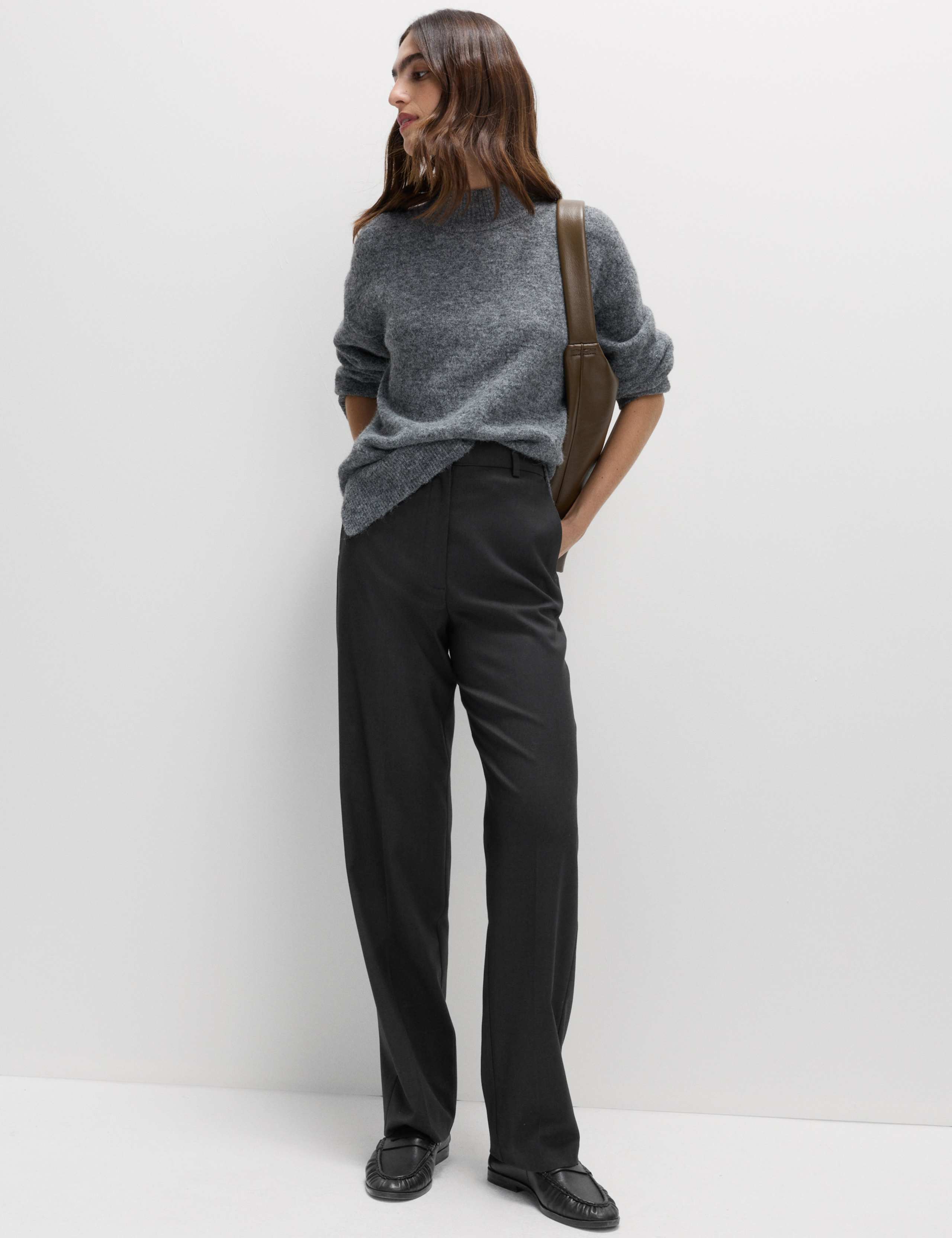 Straight Leg Trousers with Stretch