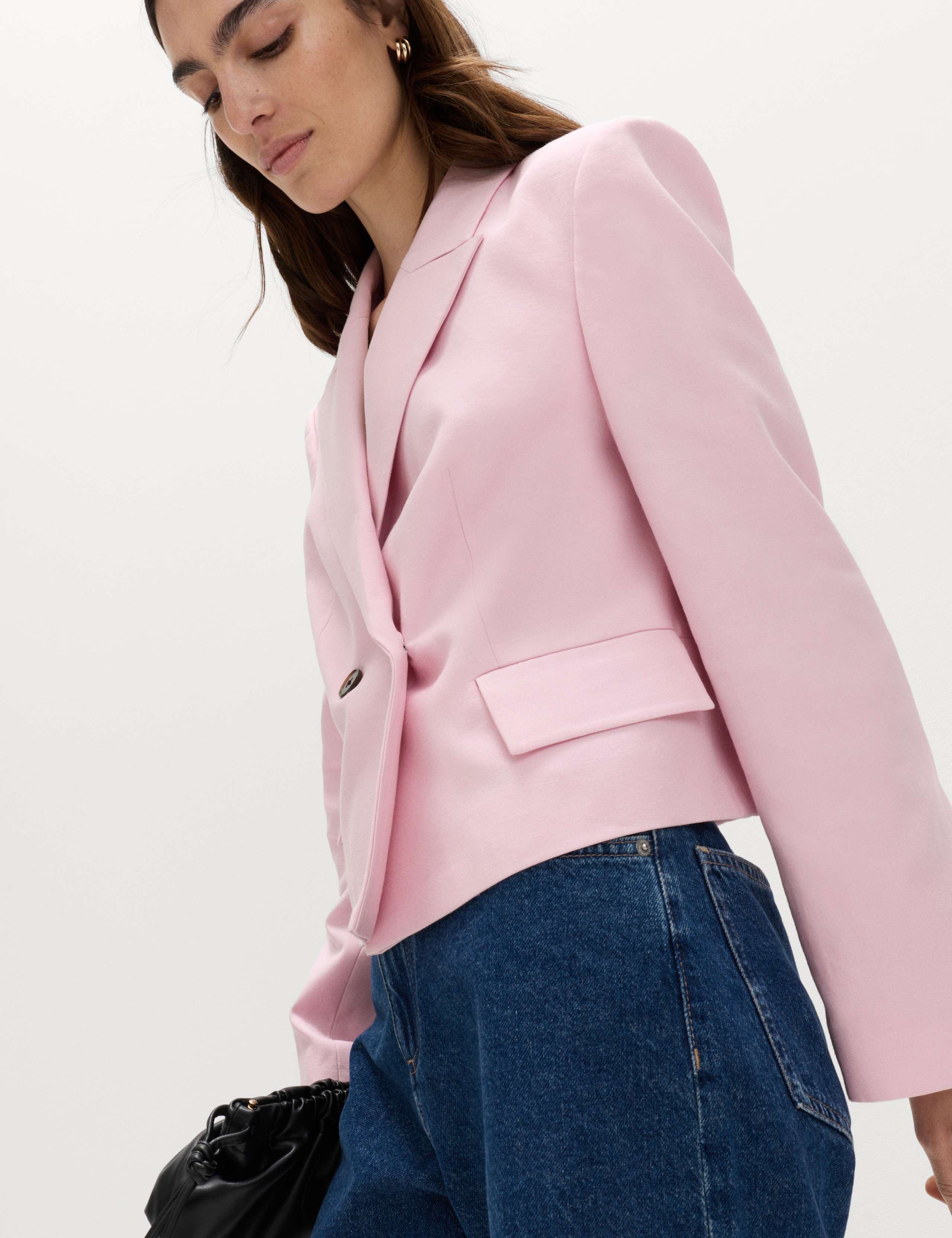 Relaxed Double Breasted Blazer with Linen