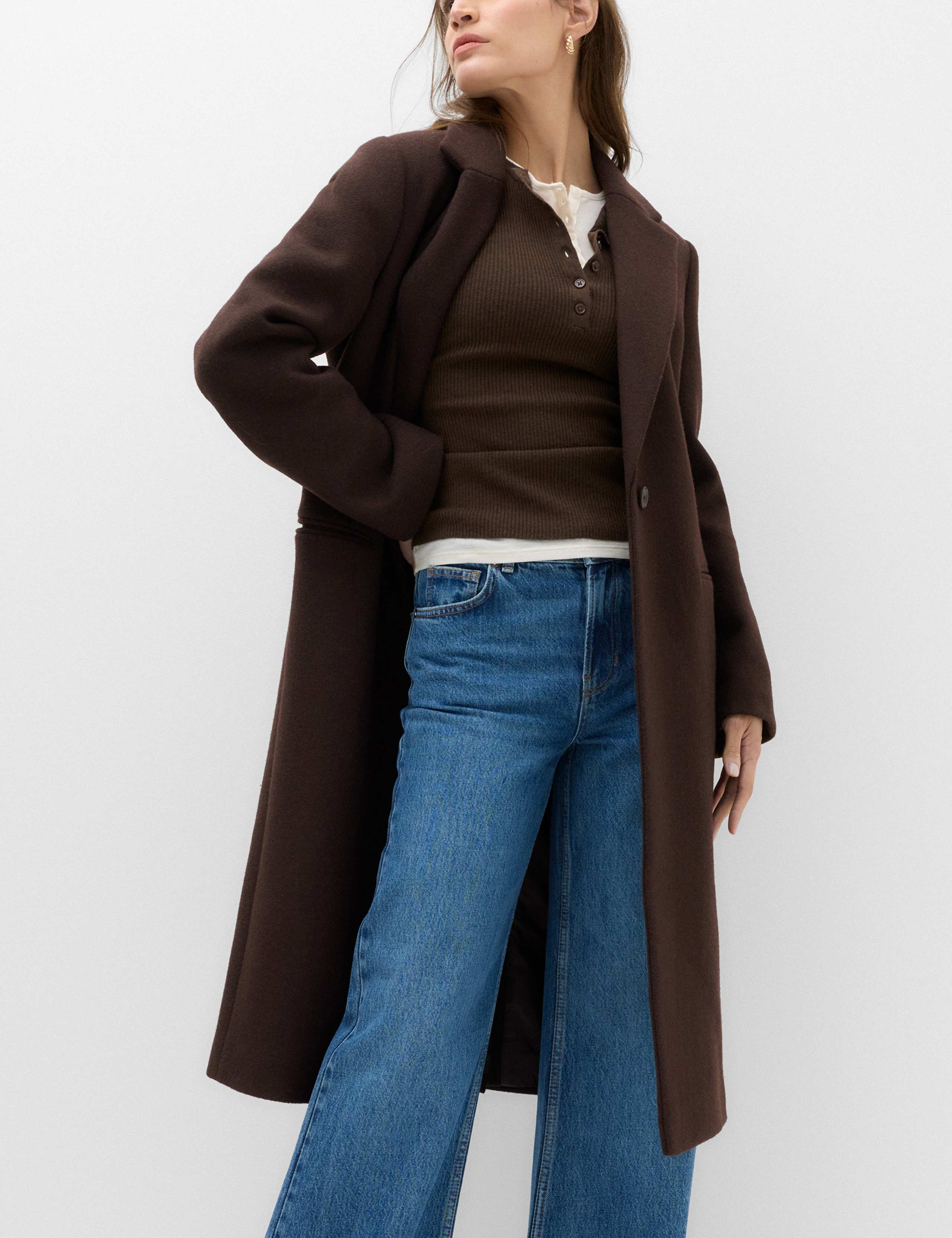 Longline Tailored Coat with Wool