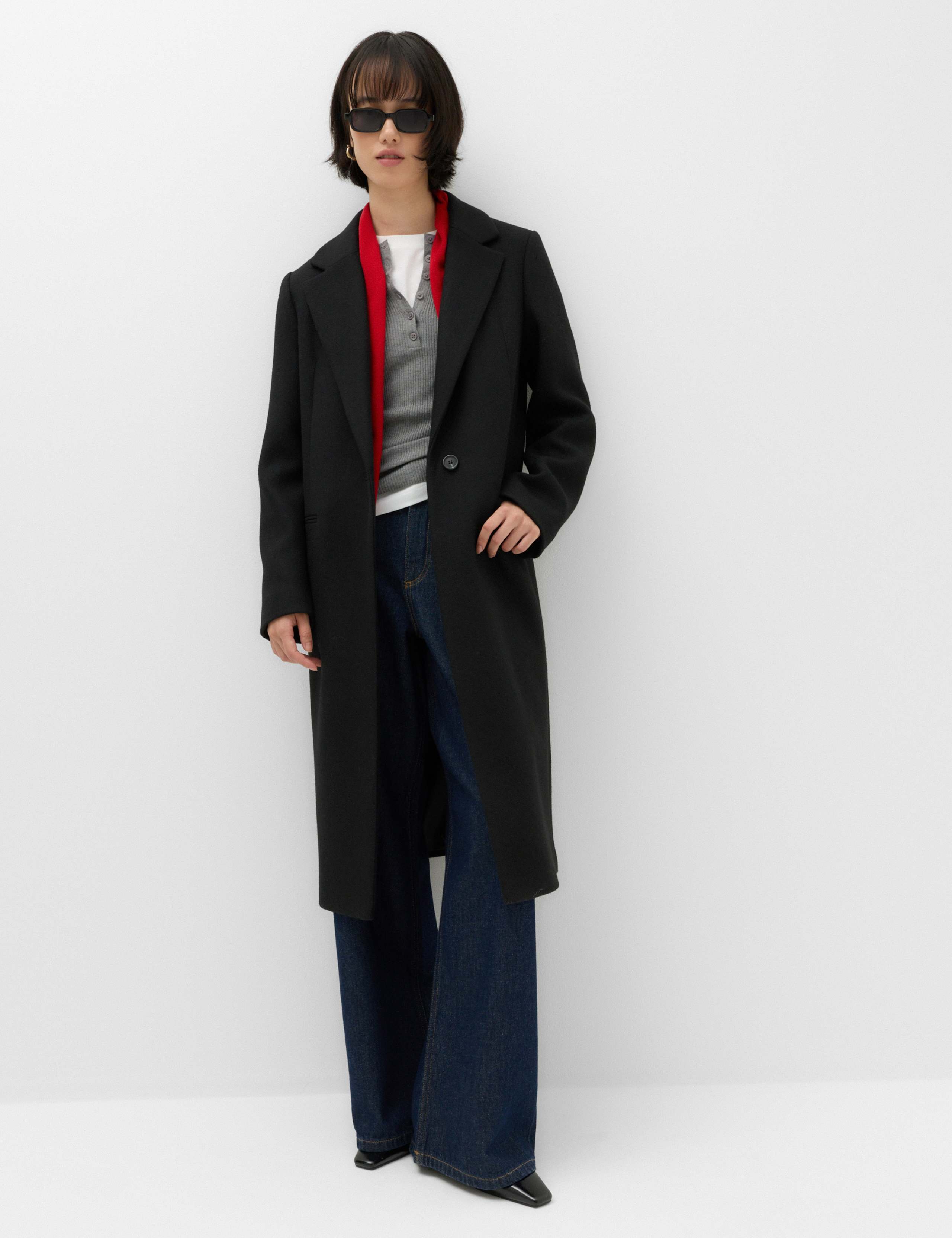Longline Tailored Coat with Wool