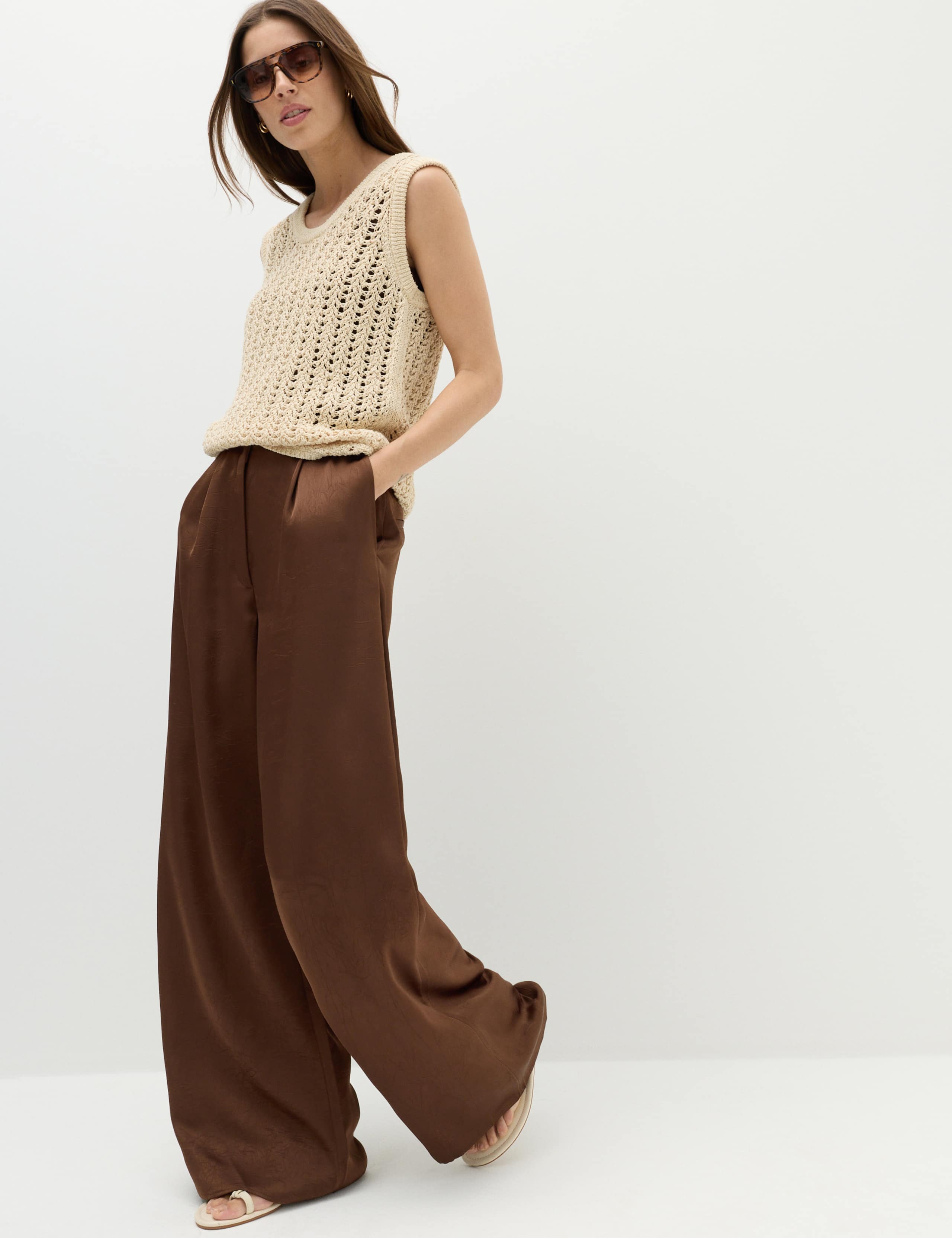 Satin Wide Leg Trousers
