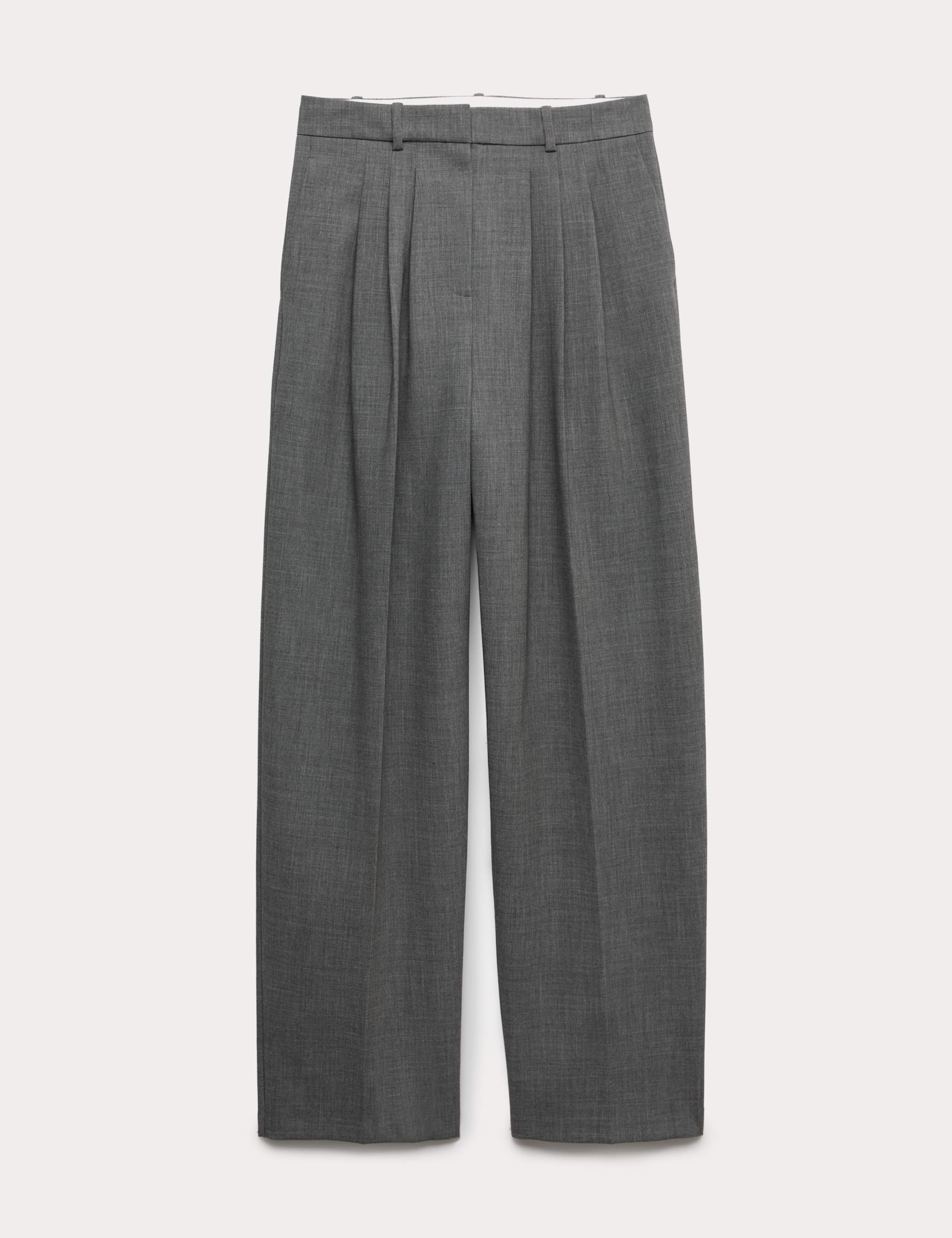 Pleat Front Carrot Leg Trousers