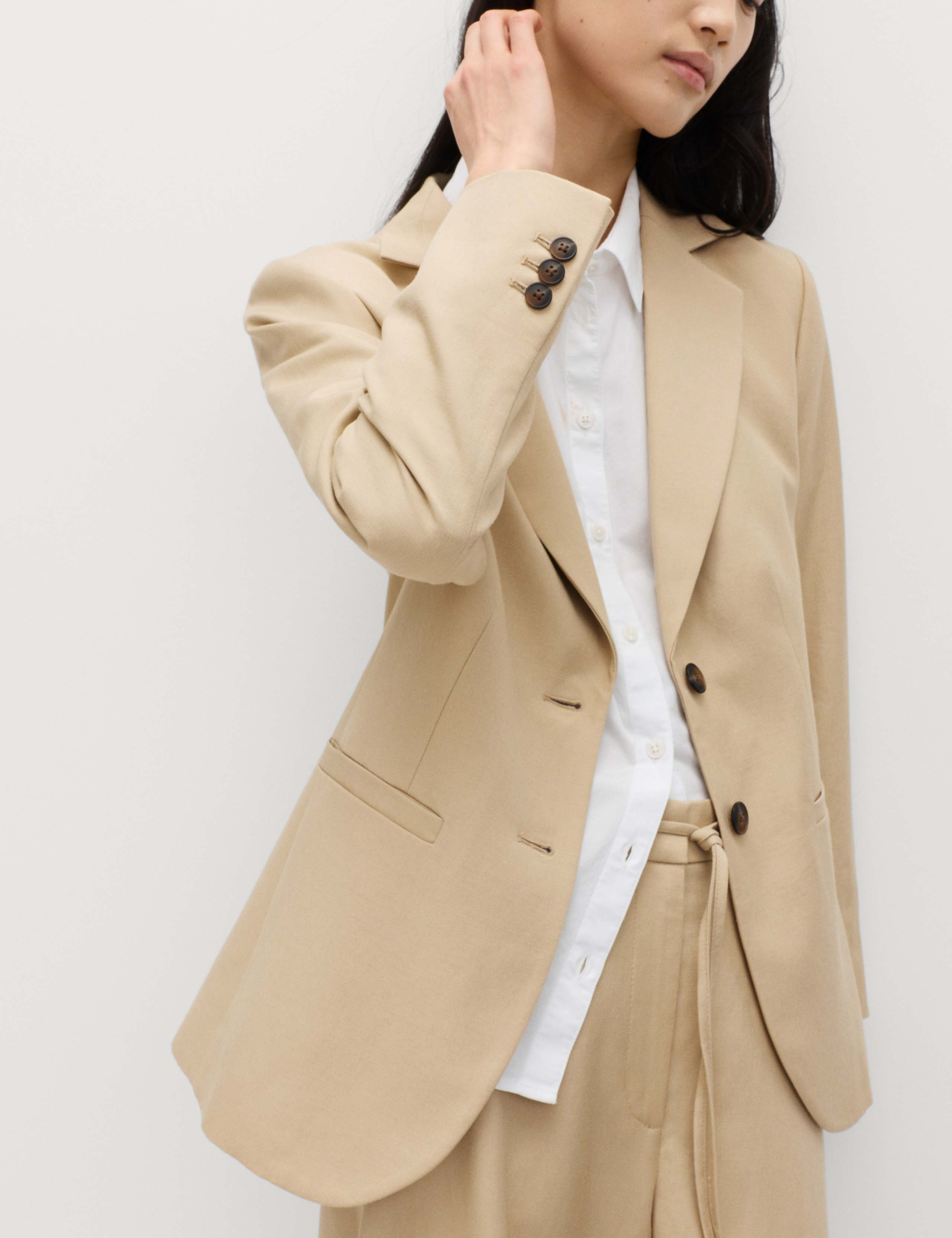 Lyocell Rich Single Breasted Blazer with Linen