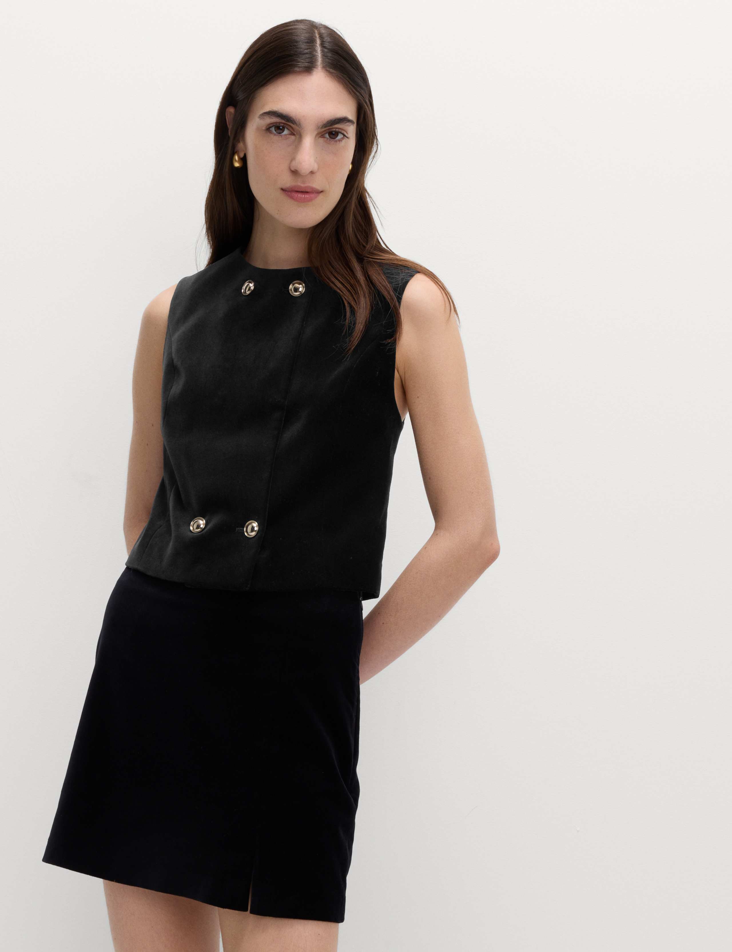 Velvet Cotton Rich Double Breasted Waistcoat