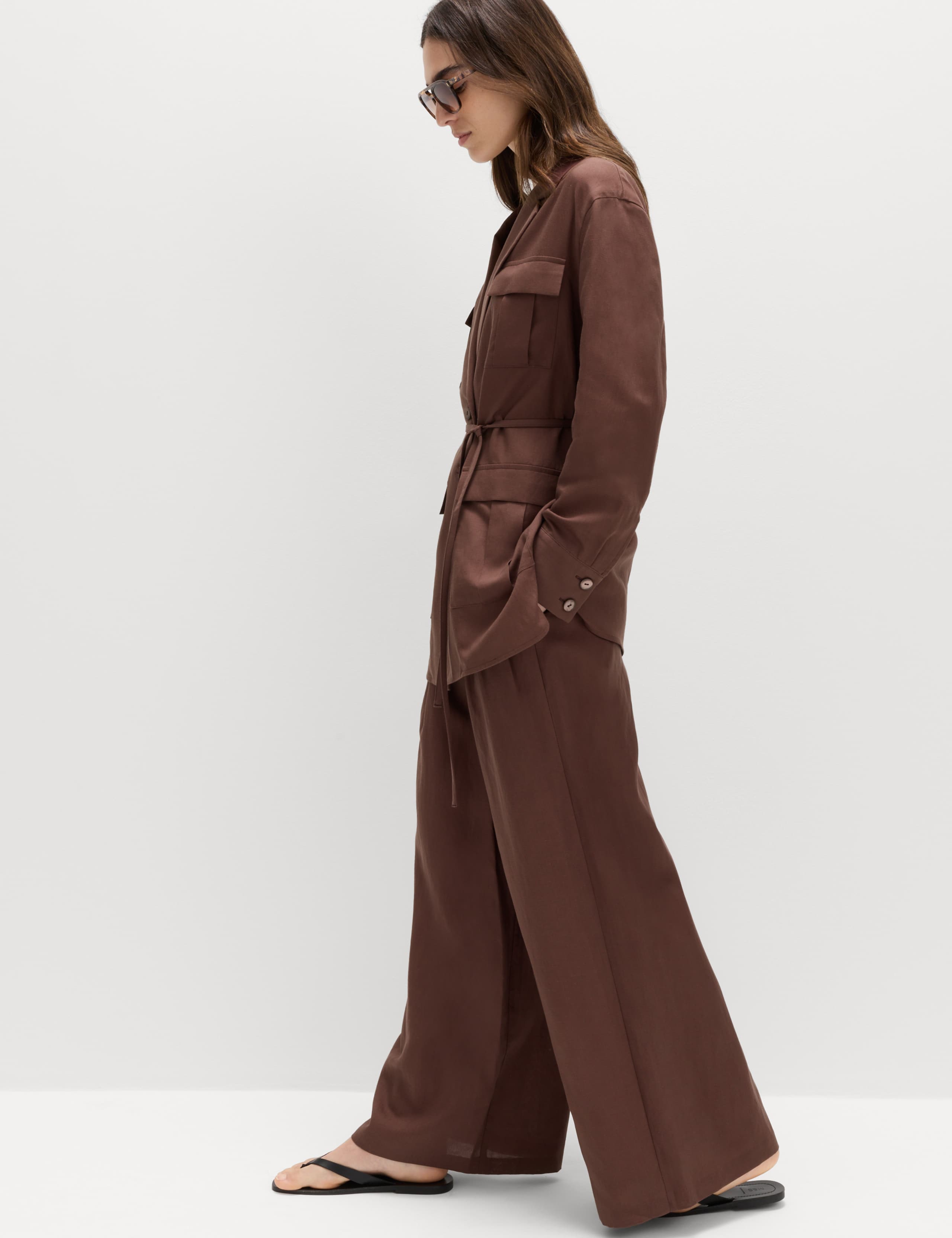 Utility Linen Blazer & palazzo Tro Set 2 of 6