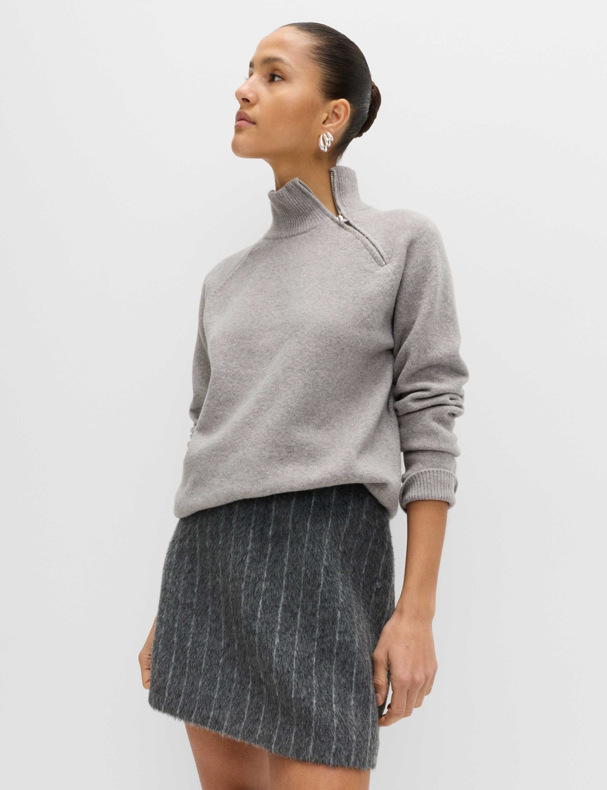 Brushed Pinstripe Mini A-Line Skirt