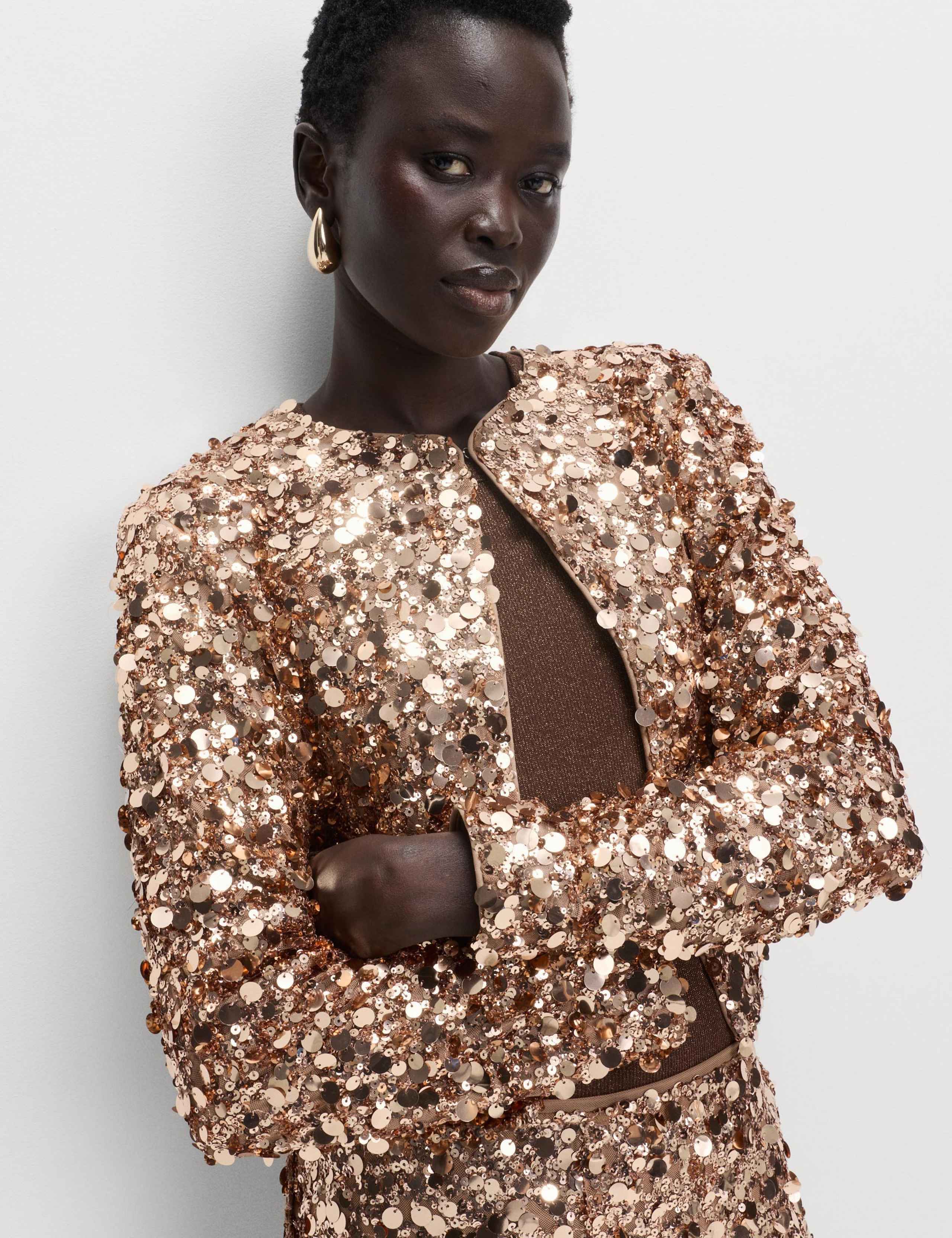 Sequin Cropped Jacket