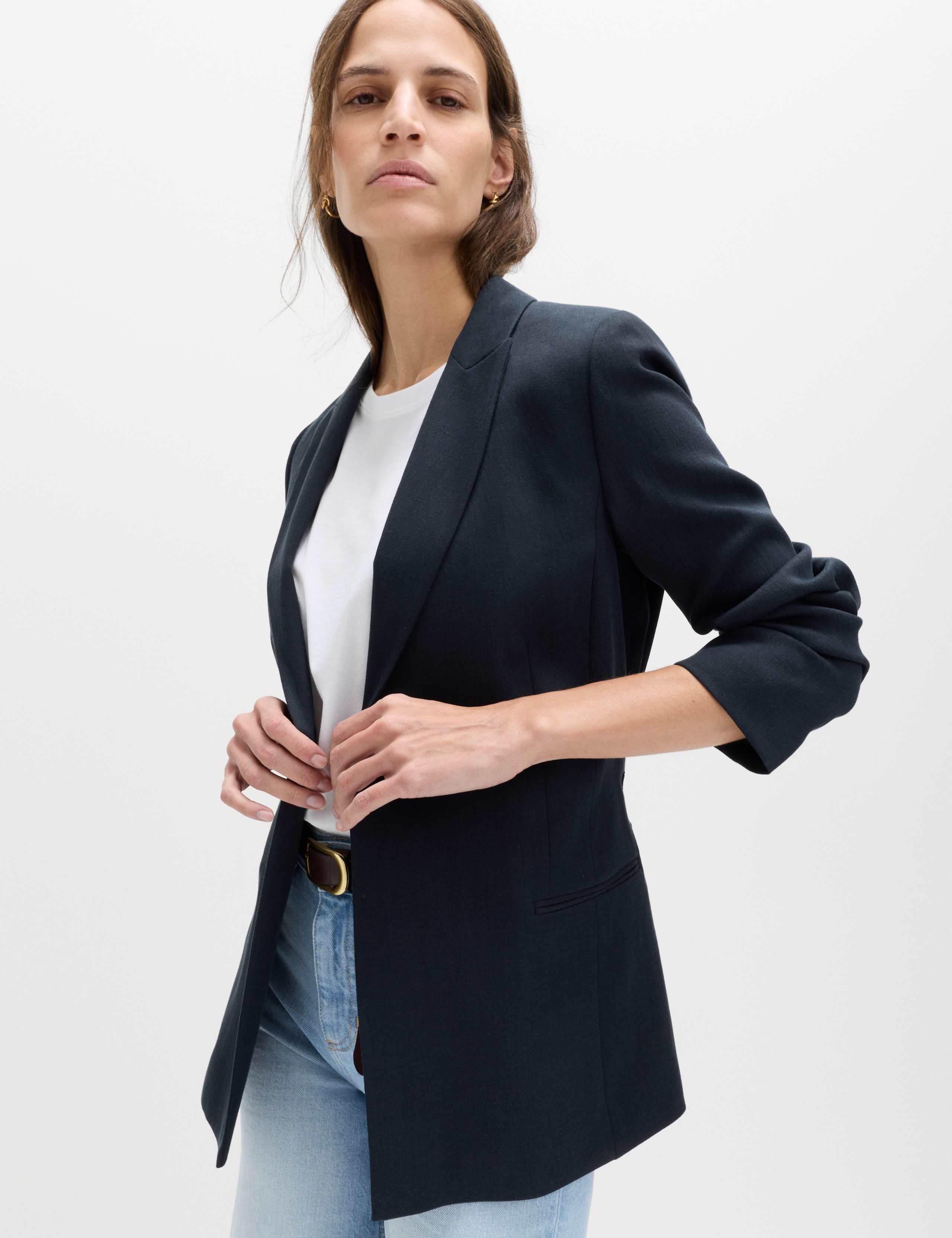 Tie Belted Blazer with Linen