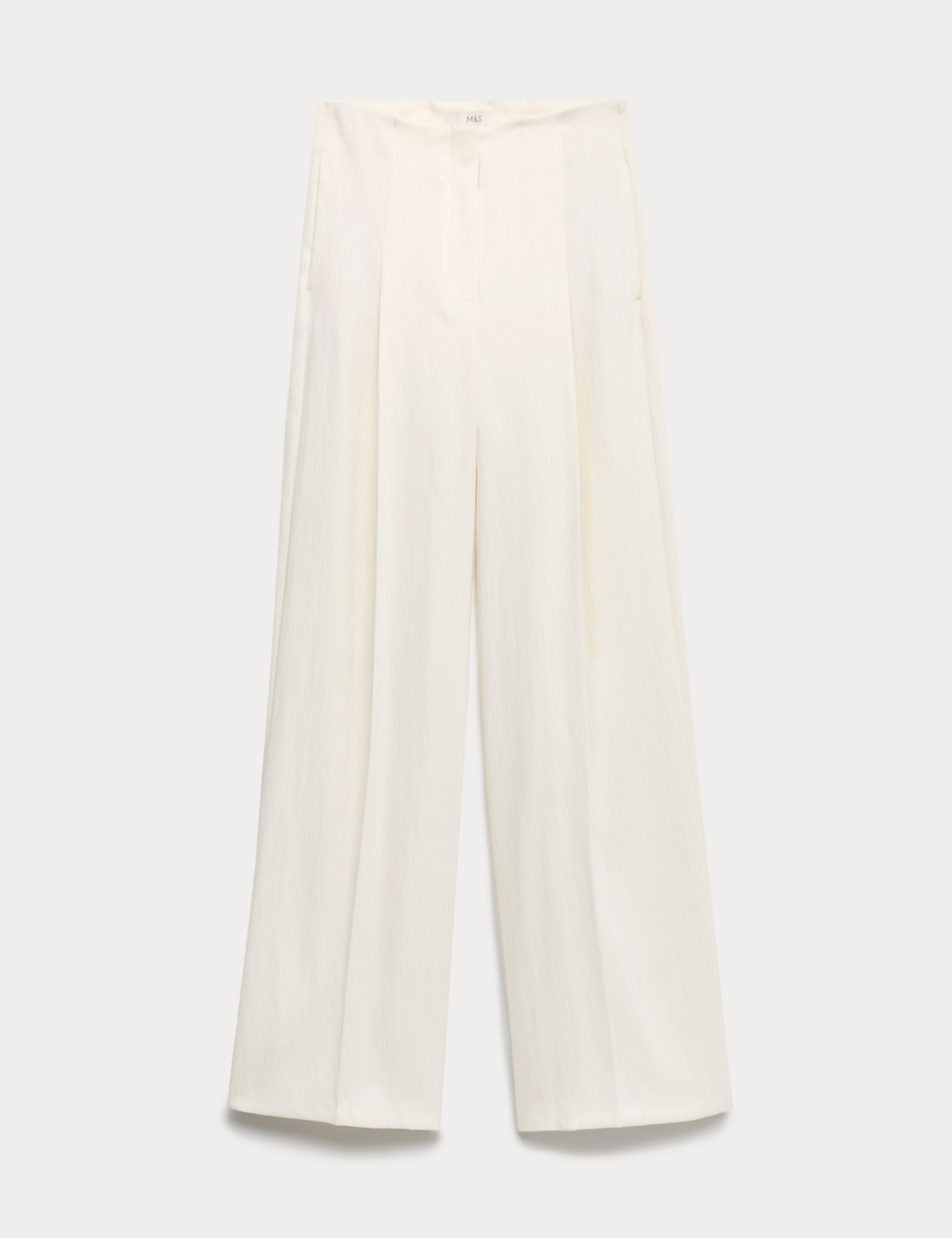 Single Pleat Wide Leg Trousers with Linen