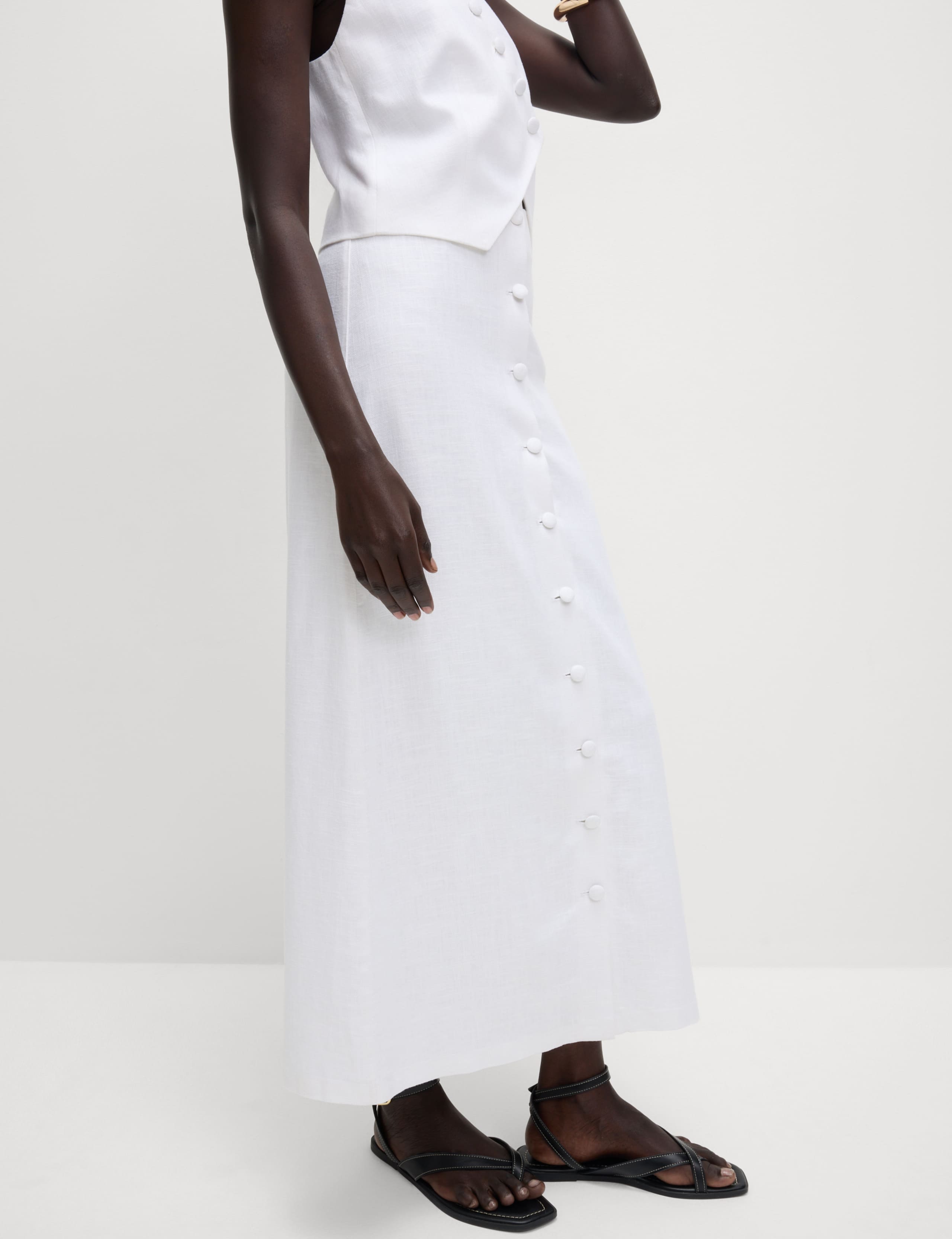 Twill Midi Pencil Skirt