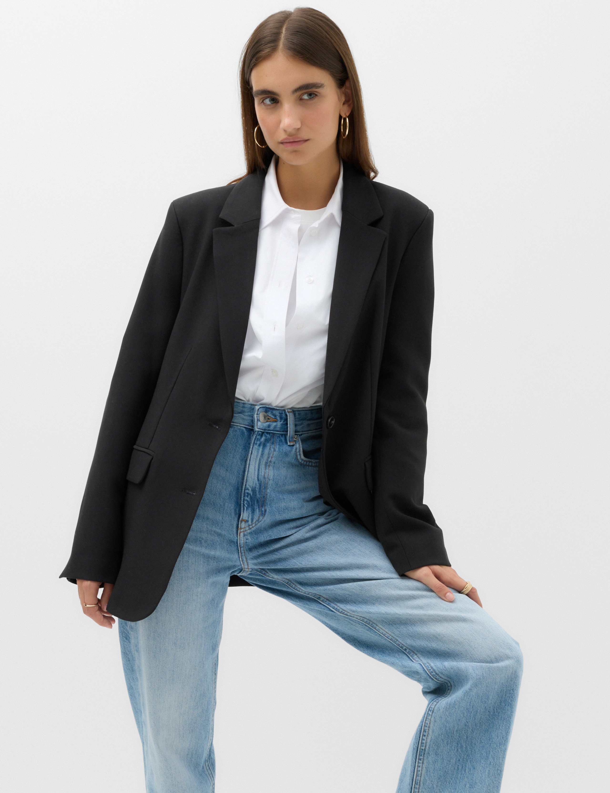 Woven Straight Single Breasted Blazer