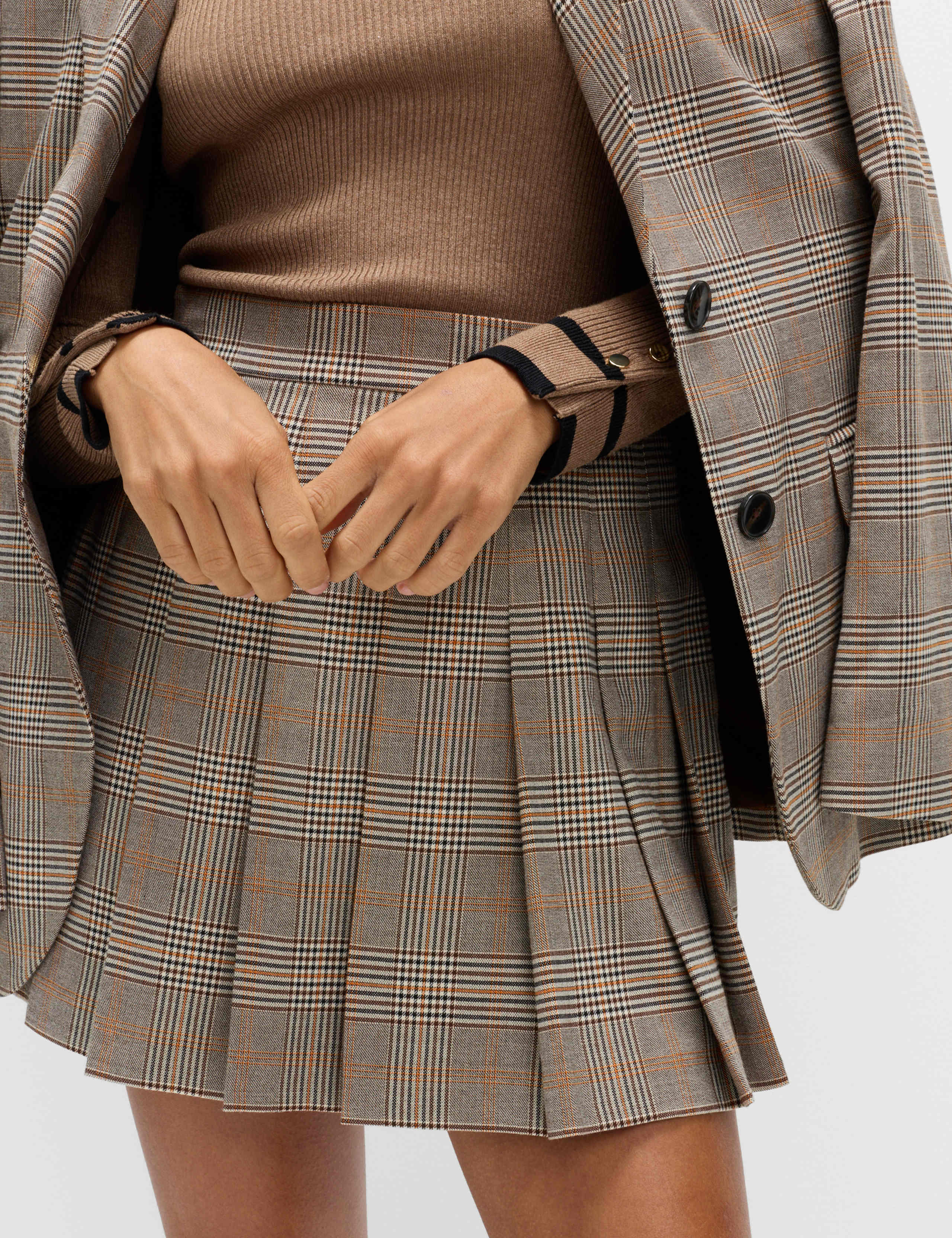 Checked Pleated Mini Skirt