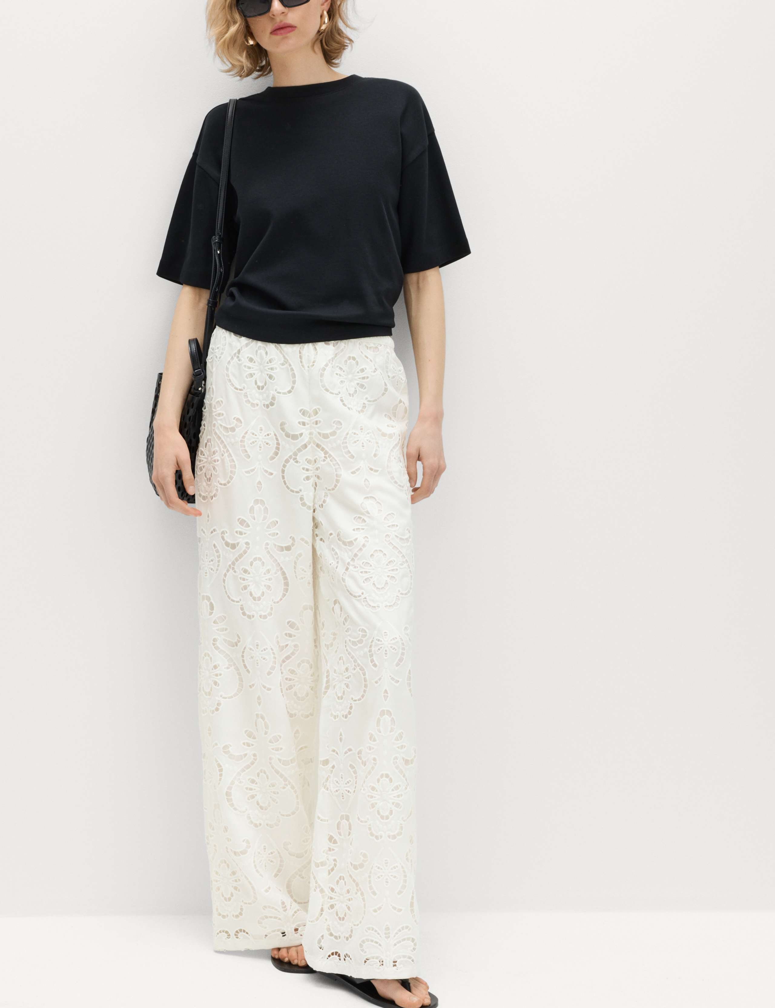 Cutwork Embroidered Straight Leg Trousers