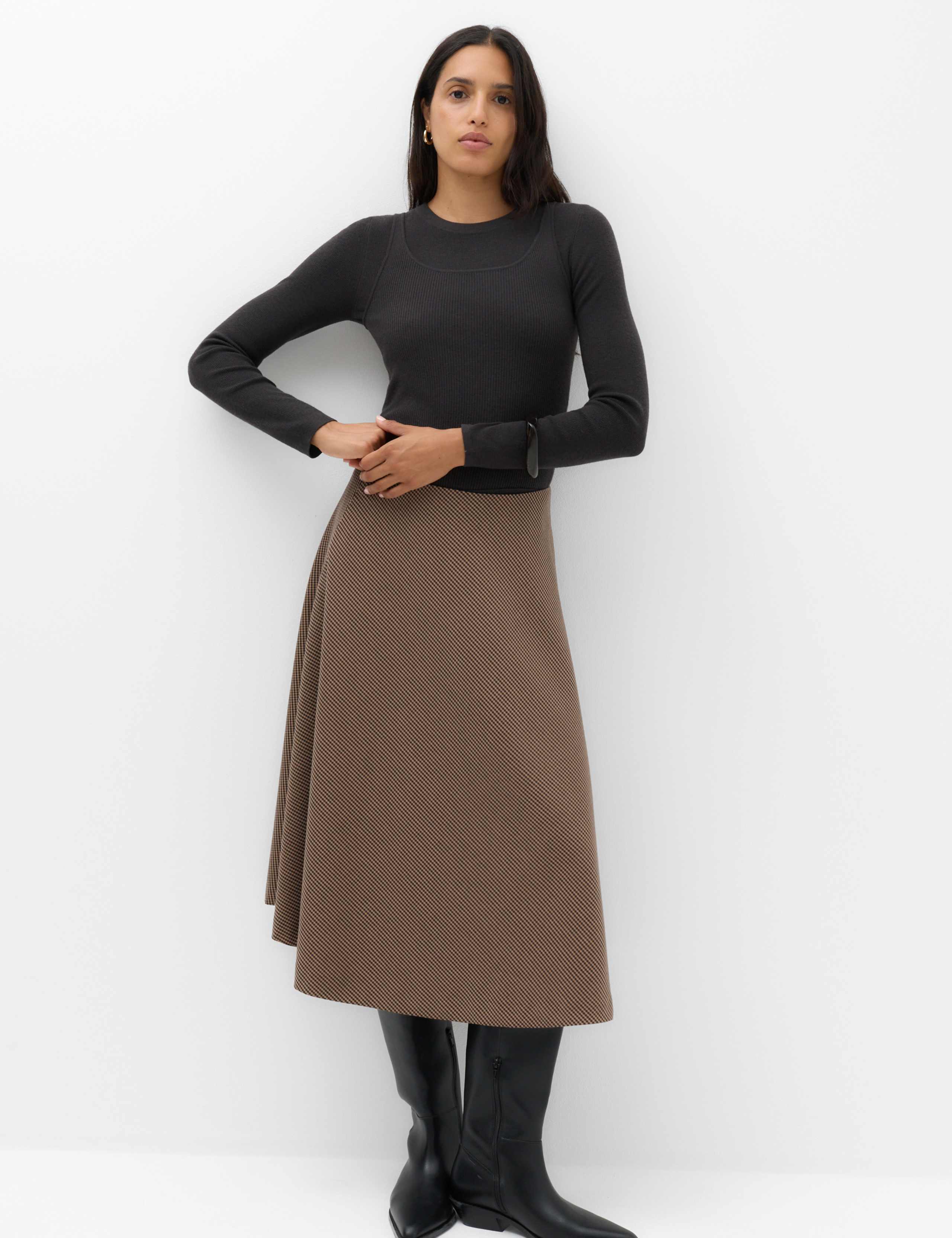 Checked Midi Circle Skirt